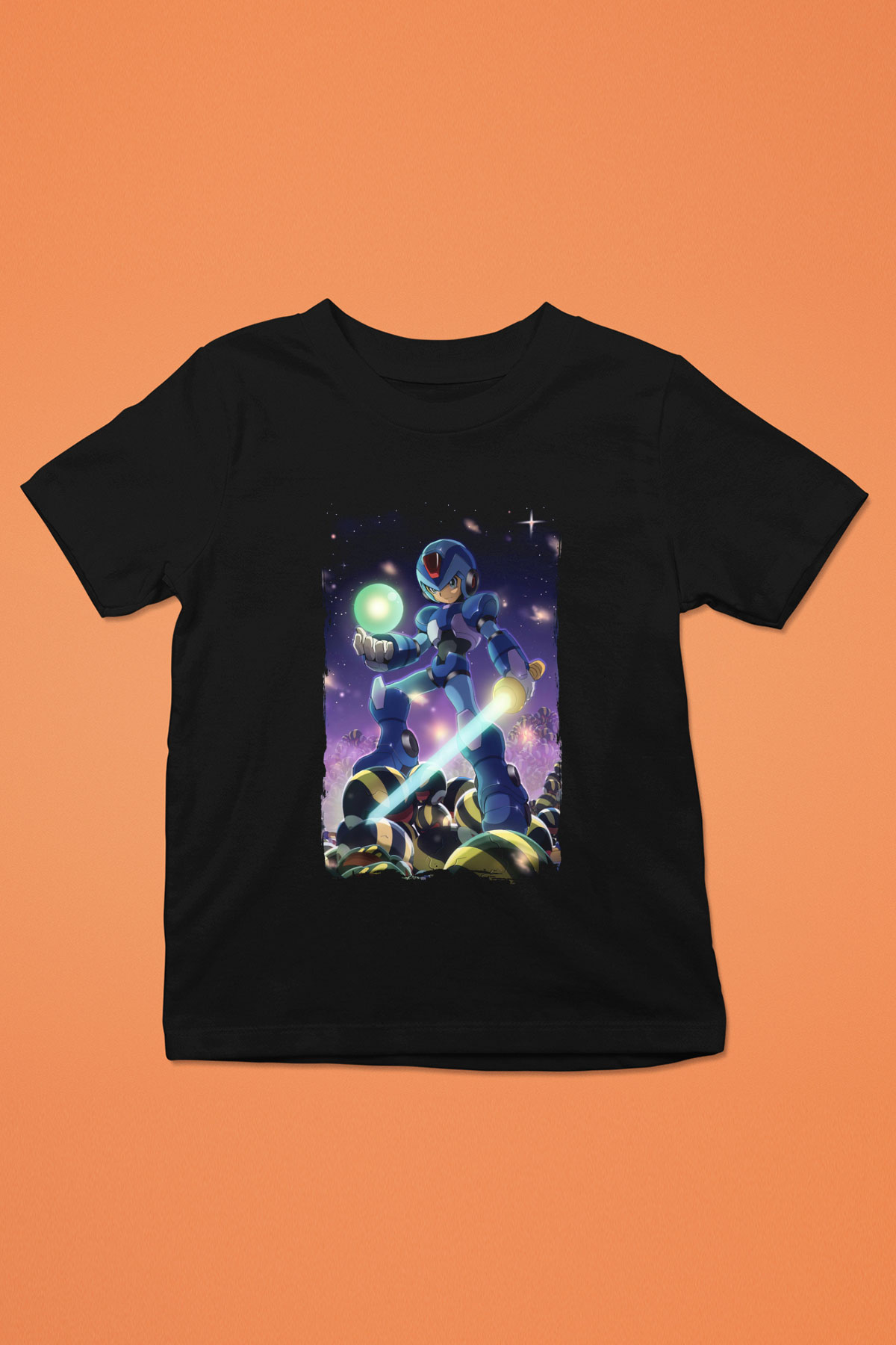 Mega Man Siyah Unisex Çocuk Tişört