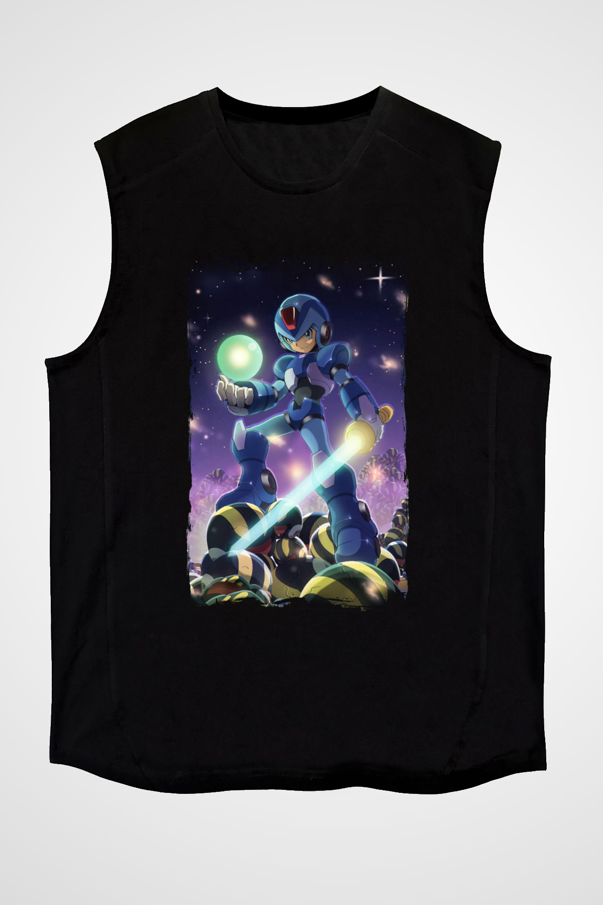 Mega Man Siyah Unisex Kolsuz Tişört