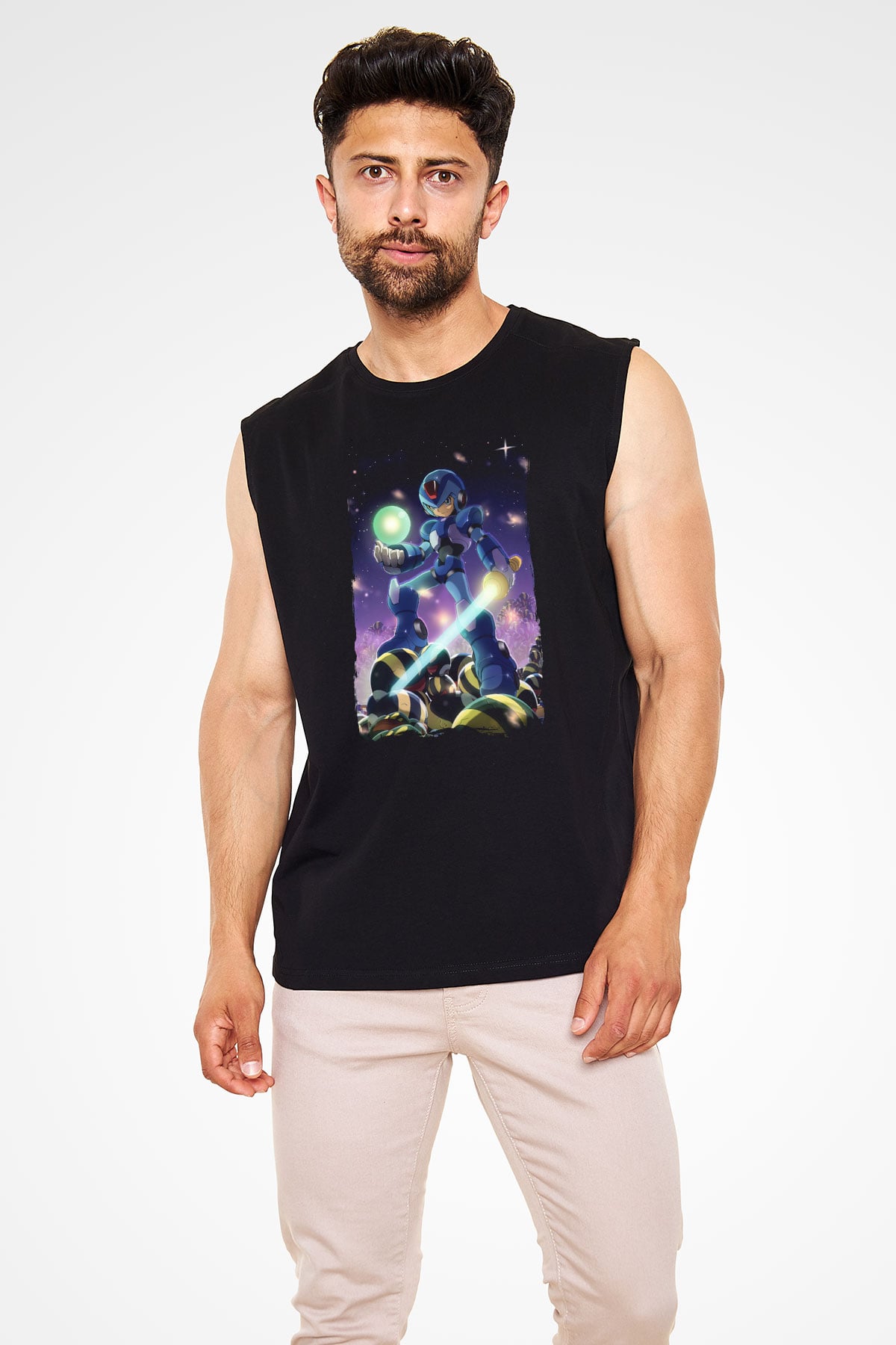 Mega Man Siyah Unisex Kolsuz Tişört
