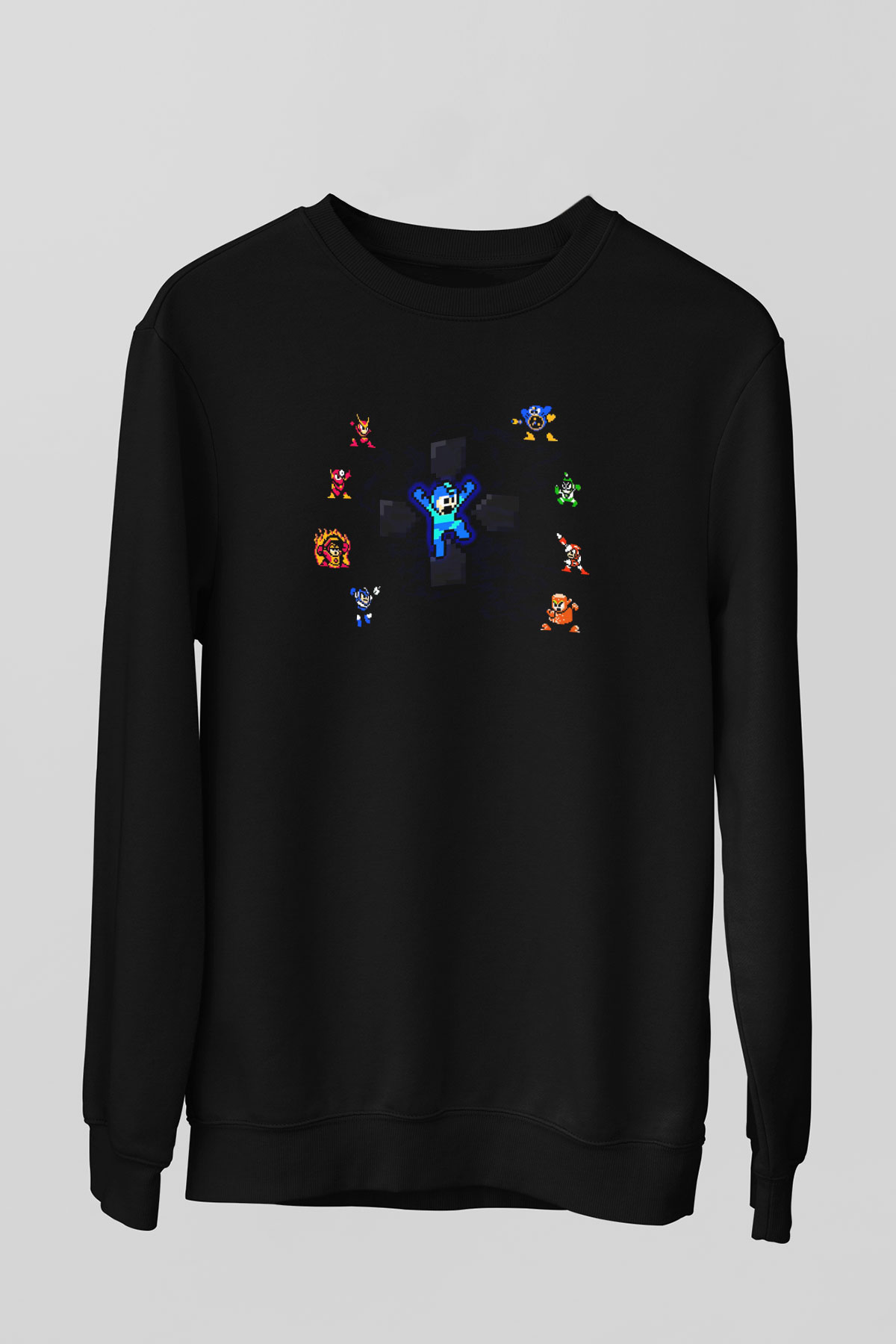 Mega Man Siyah Unisex  Sweatshirt