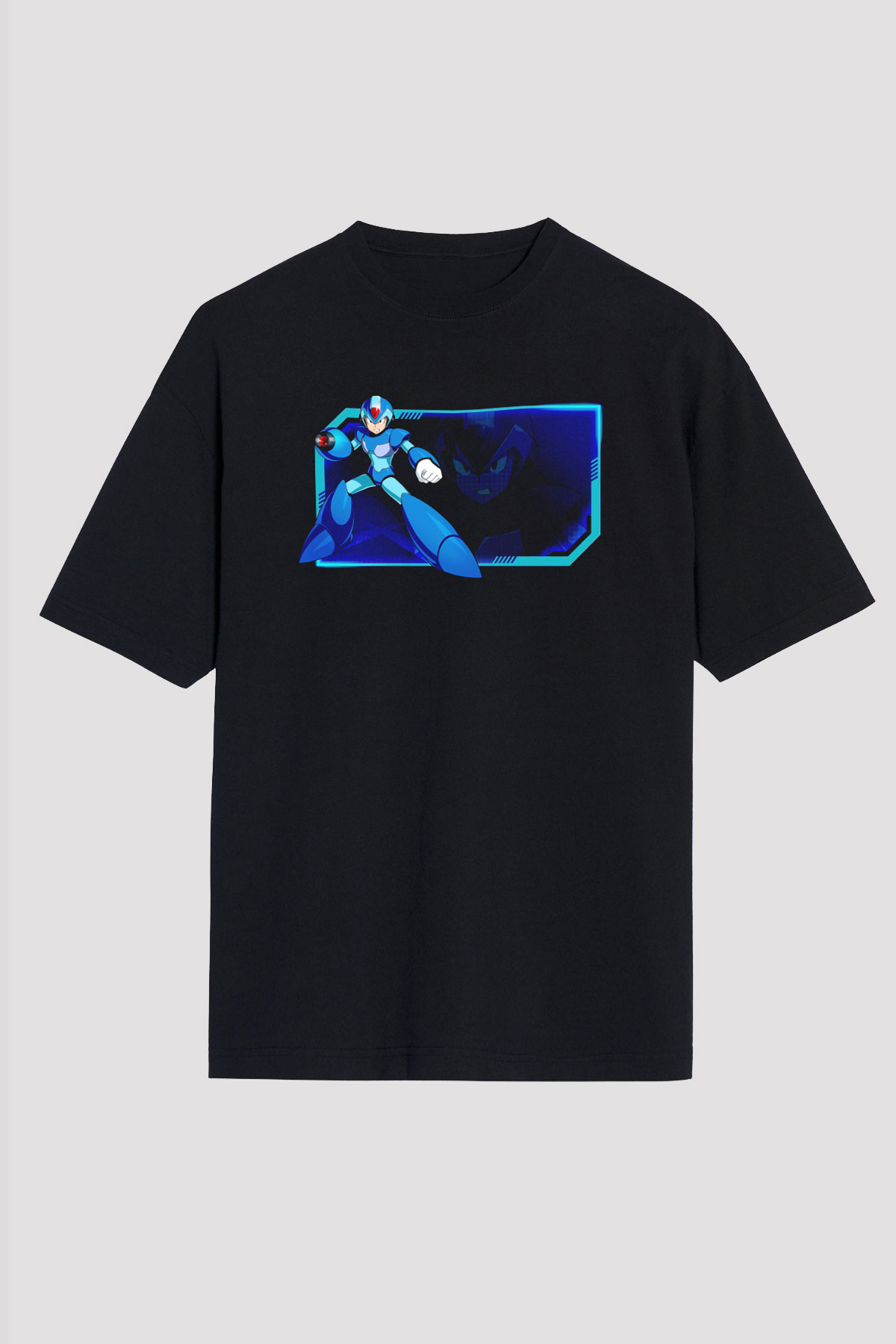 Mega Man Siyah Oversize Tişört