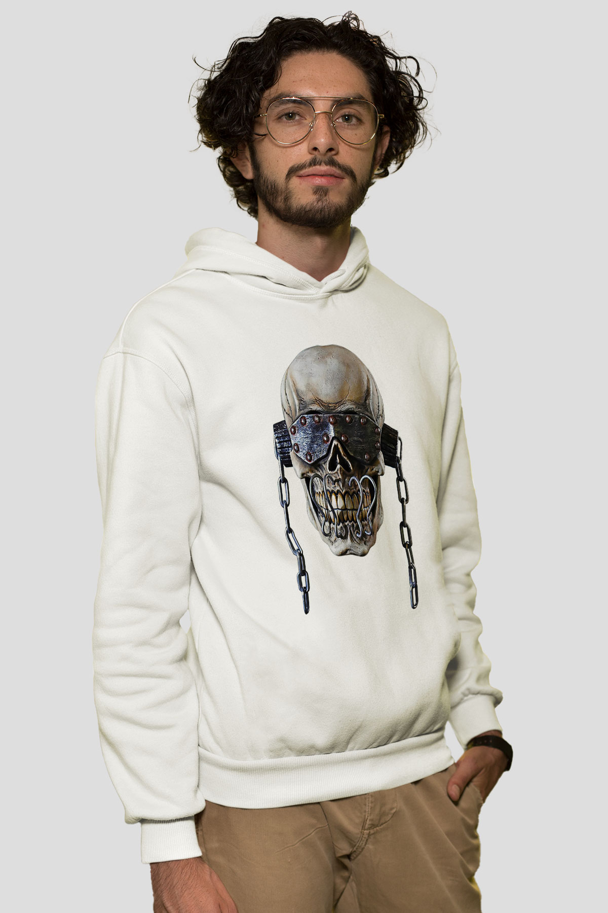 Megadeth Baskılı Beyaz Unisex Kapüşonlu Sweatshirt