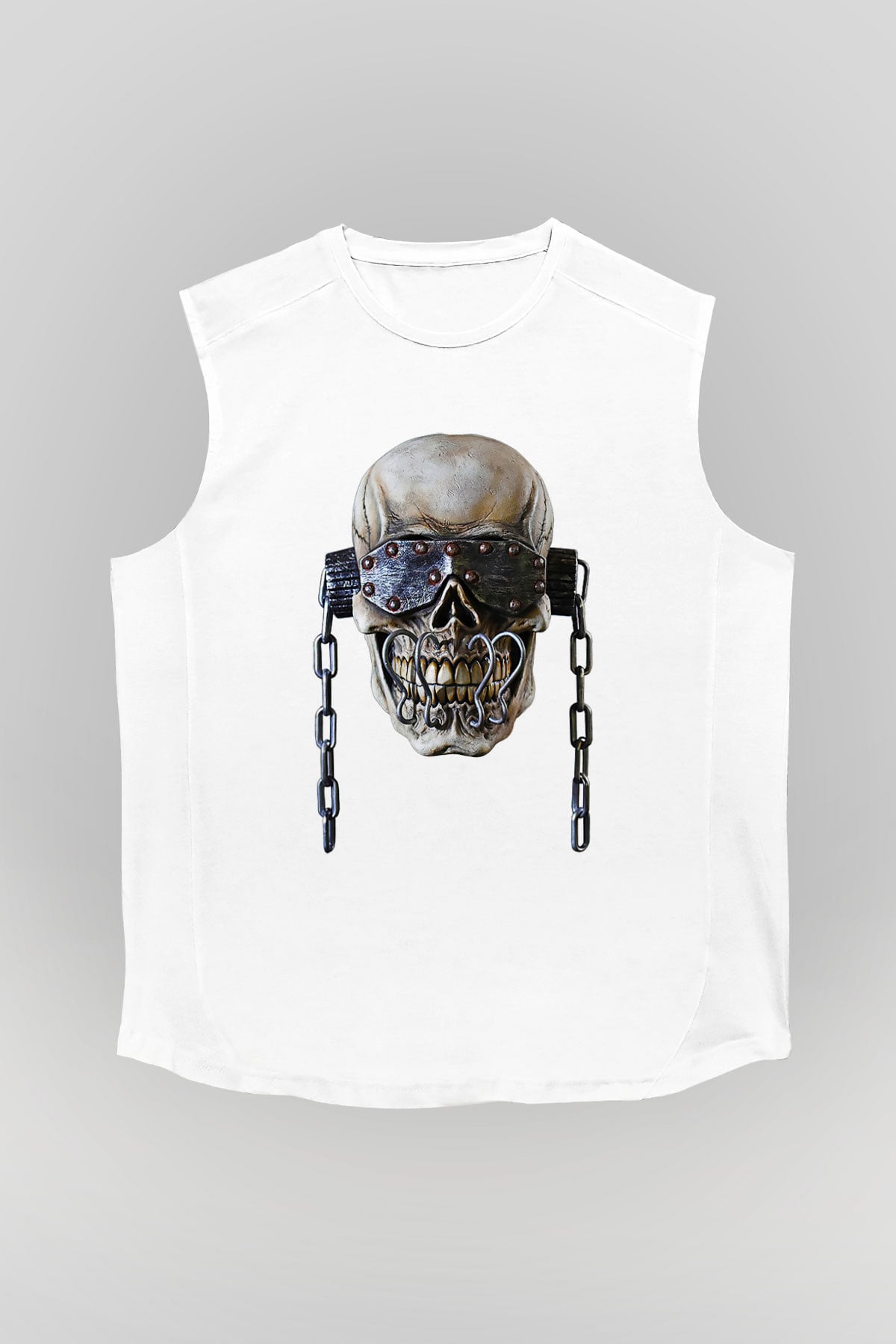 Megadeth Baskılı Beyaz Unisex Kolsuz Tişört - Tshirt