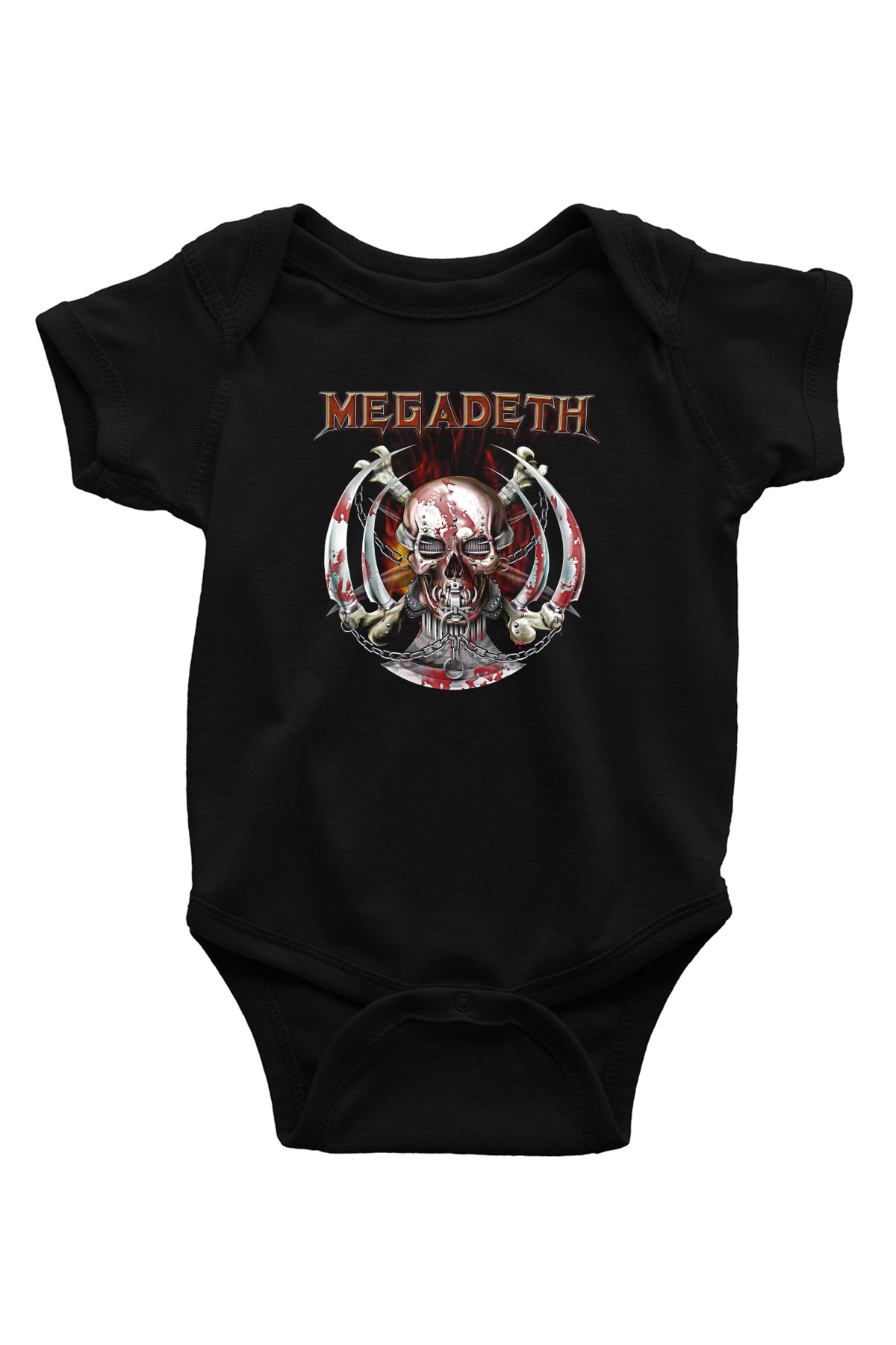 Megadeth Baskılı Unisex Siyah Bebek Body - Zıbın