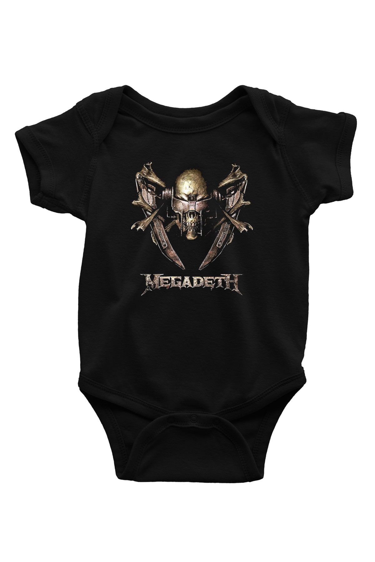 Megadeth Baskılı Unisex Siyah Bebek Body - Zıbın