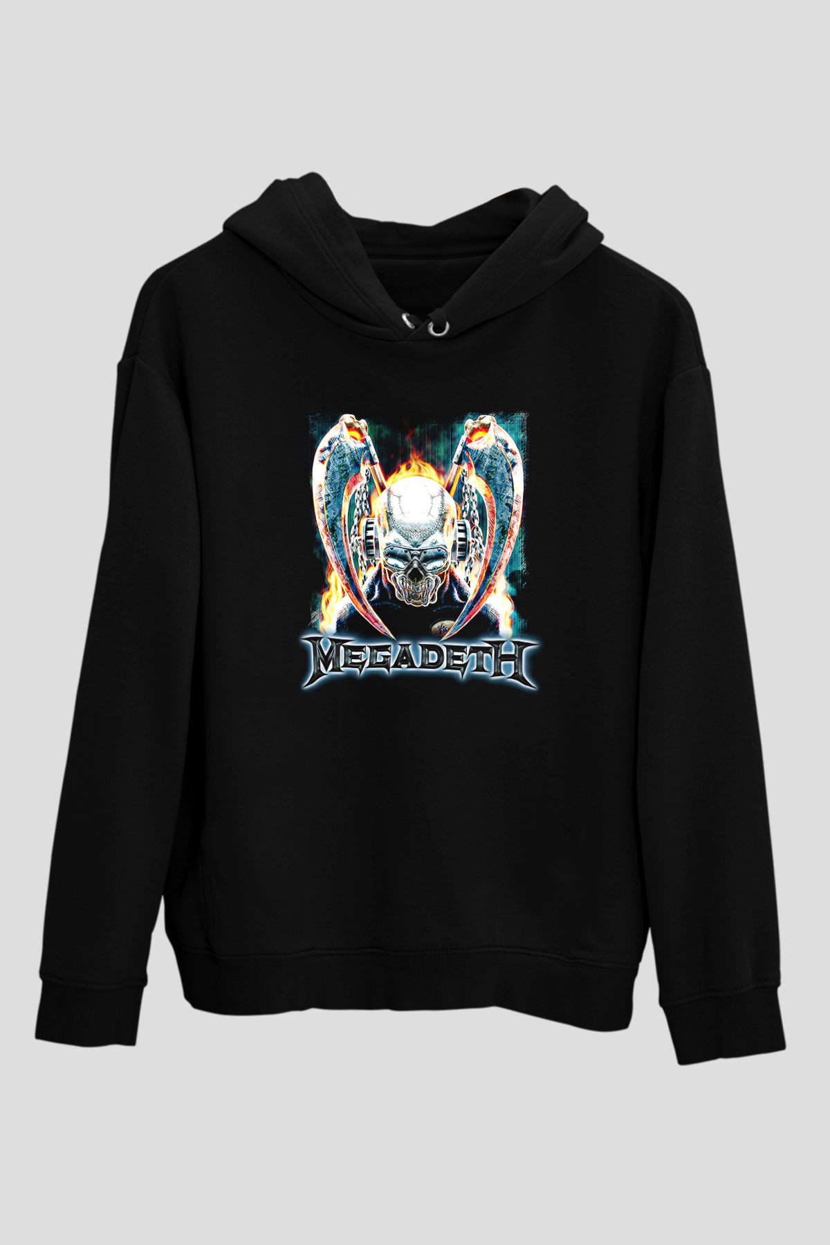 Megadeth Baskılı Unisex Siyah Kapüşonlu Sweatshirt