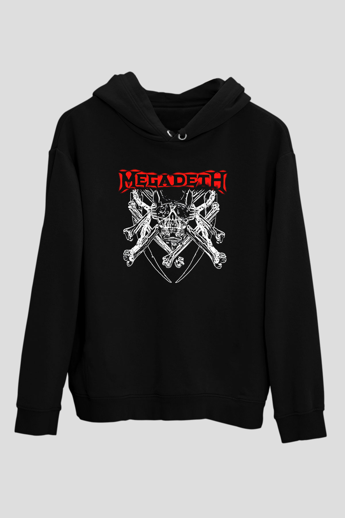Megadeth Baskılı Unisex Siyah Kapüşonlu Sweatshirt