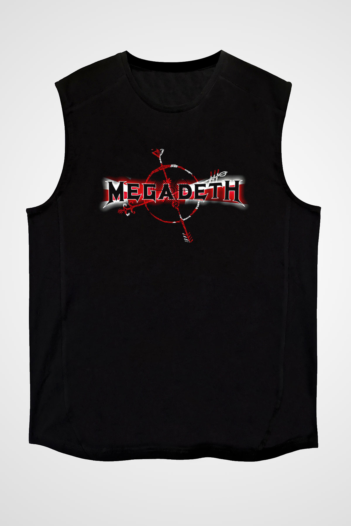Megadeth Baskılı Unisex Siyah Kolsuz Tişört - Tshirt