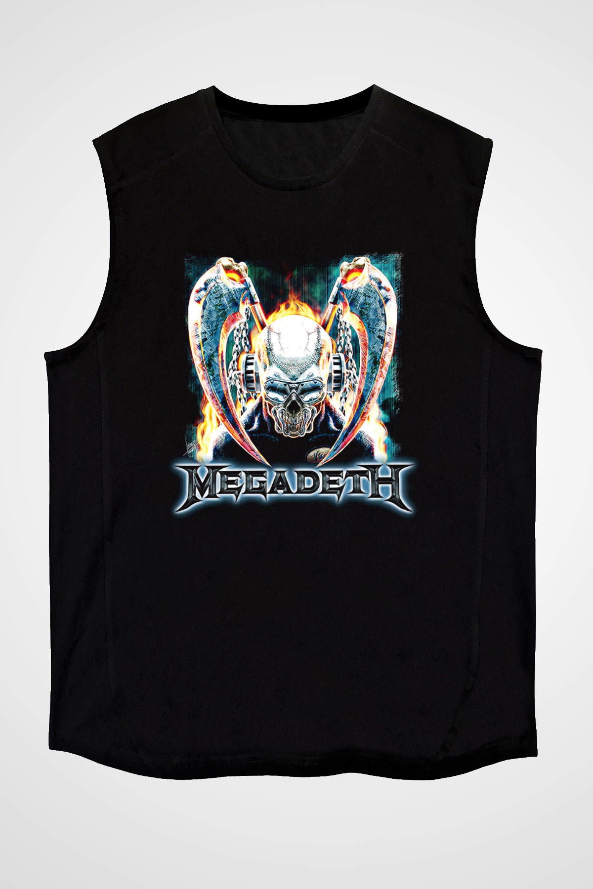 Megadeth Baskılı Unisex Siyah Kolsuz Tişört - Tshirt