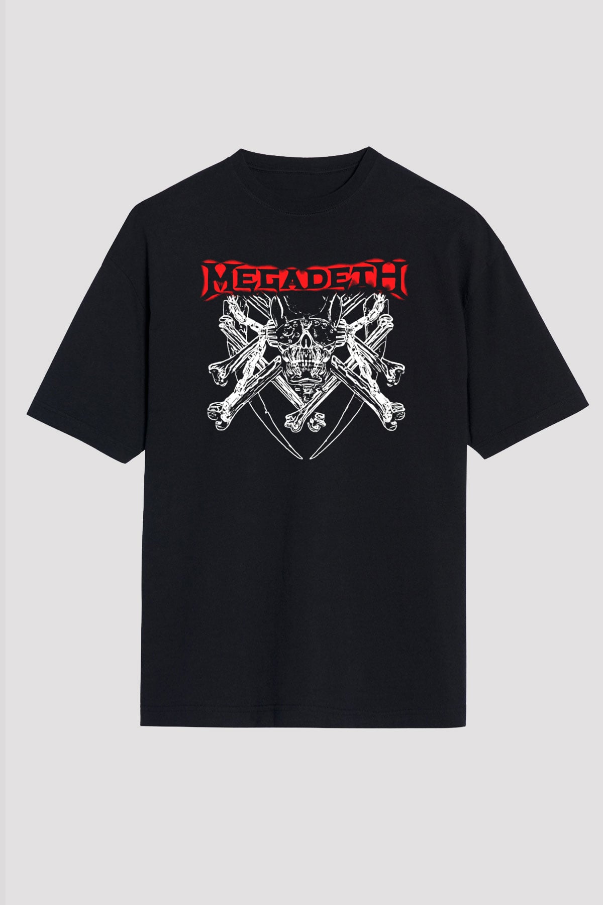 Megadeth Baskılı Unisex Siyah Oversize Tişört - Tshirt