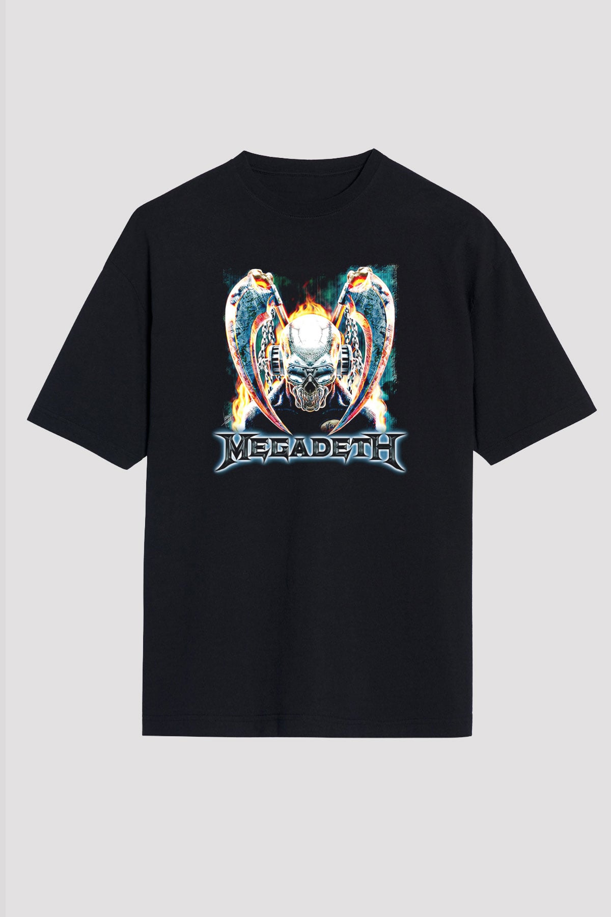 Megadeth Baskılı Unisex Siyah Oversize Tişört - Tshirt