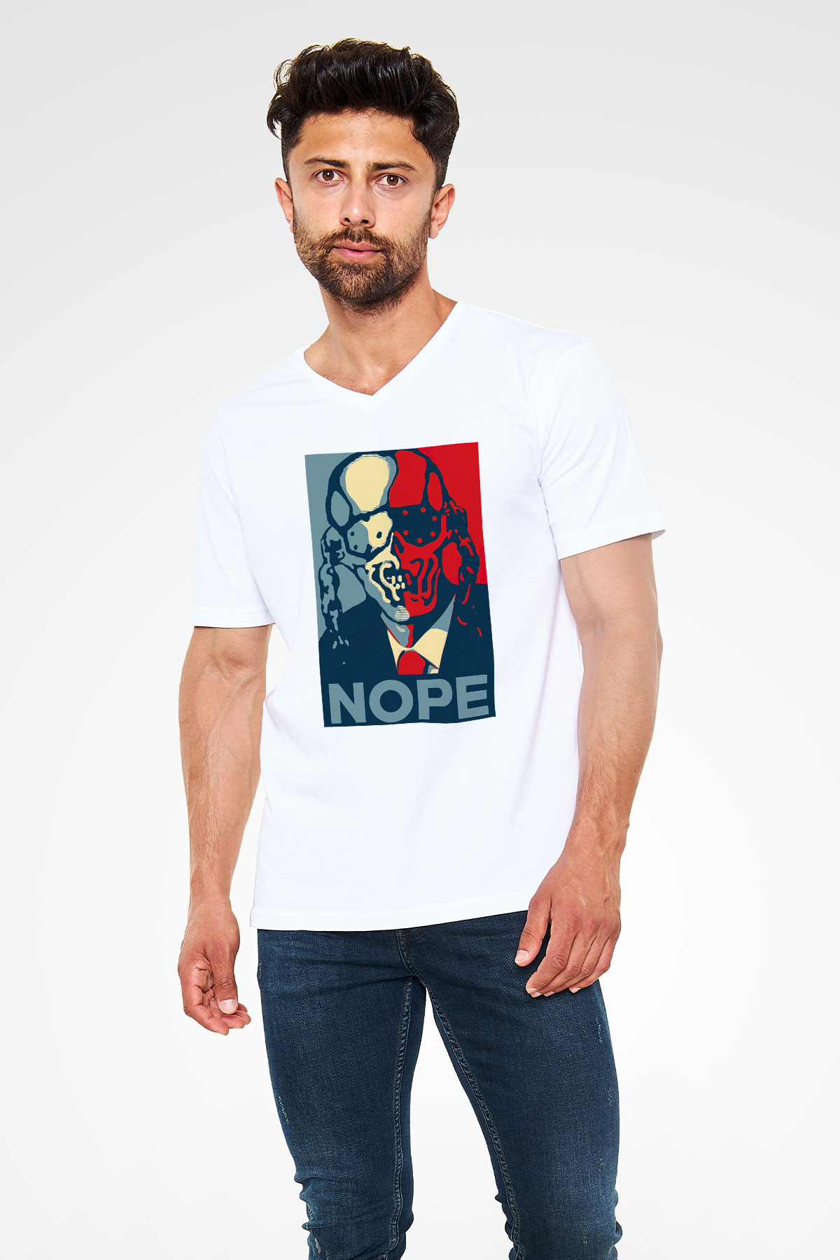 Megadeth Nope Beyaz Unisex V Yaka Tişört T-Shirt