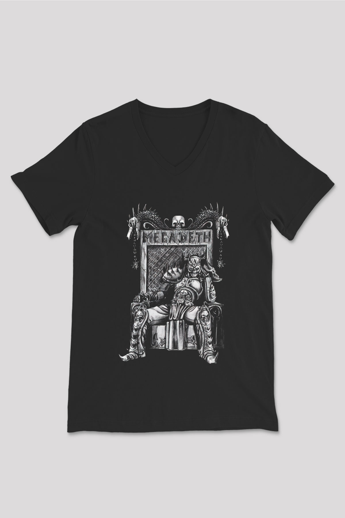 Megadeth Siyah Unisex V Yaka Tişört T-Shirt