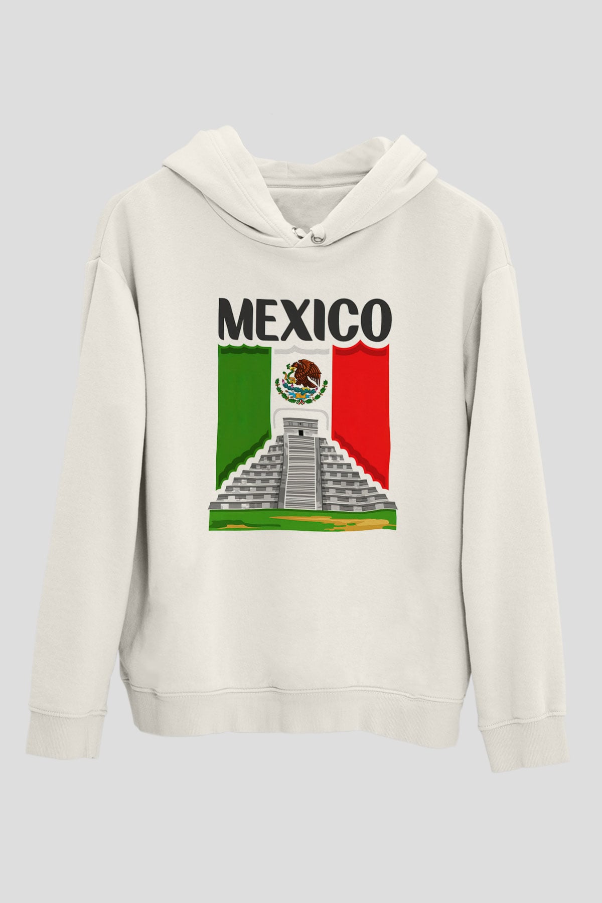 Meksika Beyaz Unisex Kapşonlu Sweatshirt