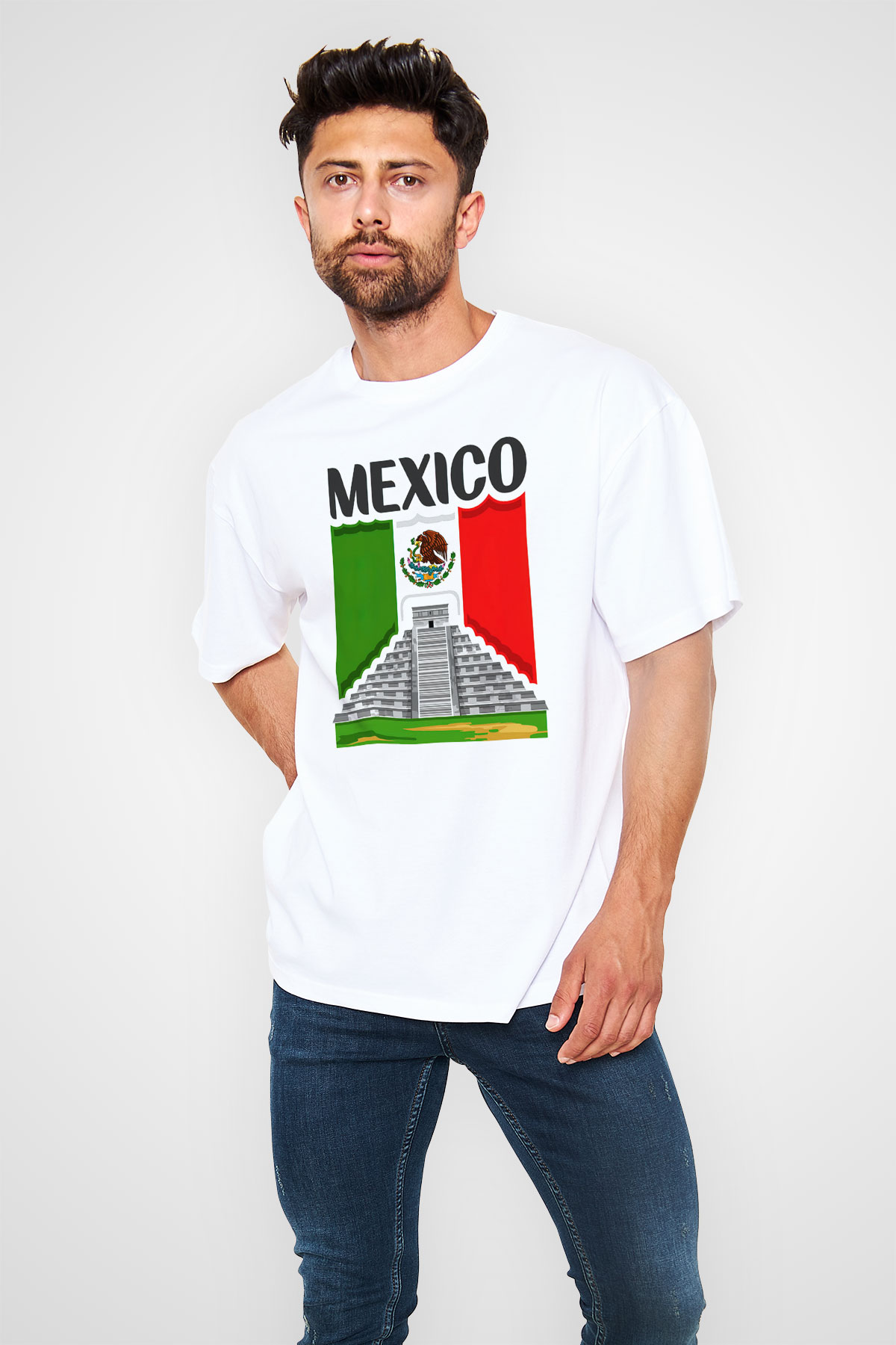 Meksika Beyaz Unisex Oversize Tişört T-Shirt
