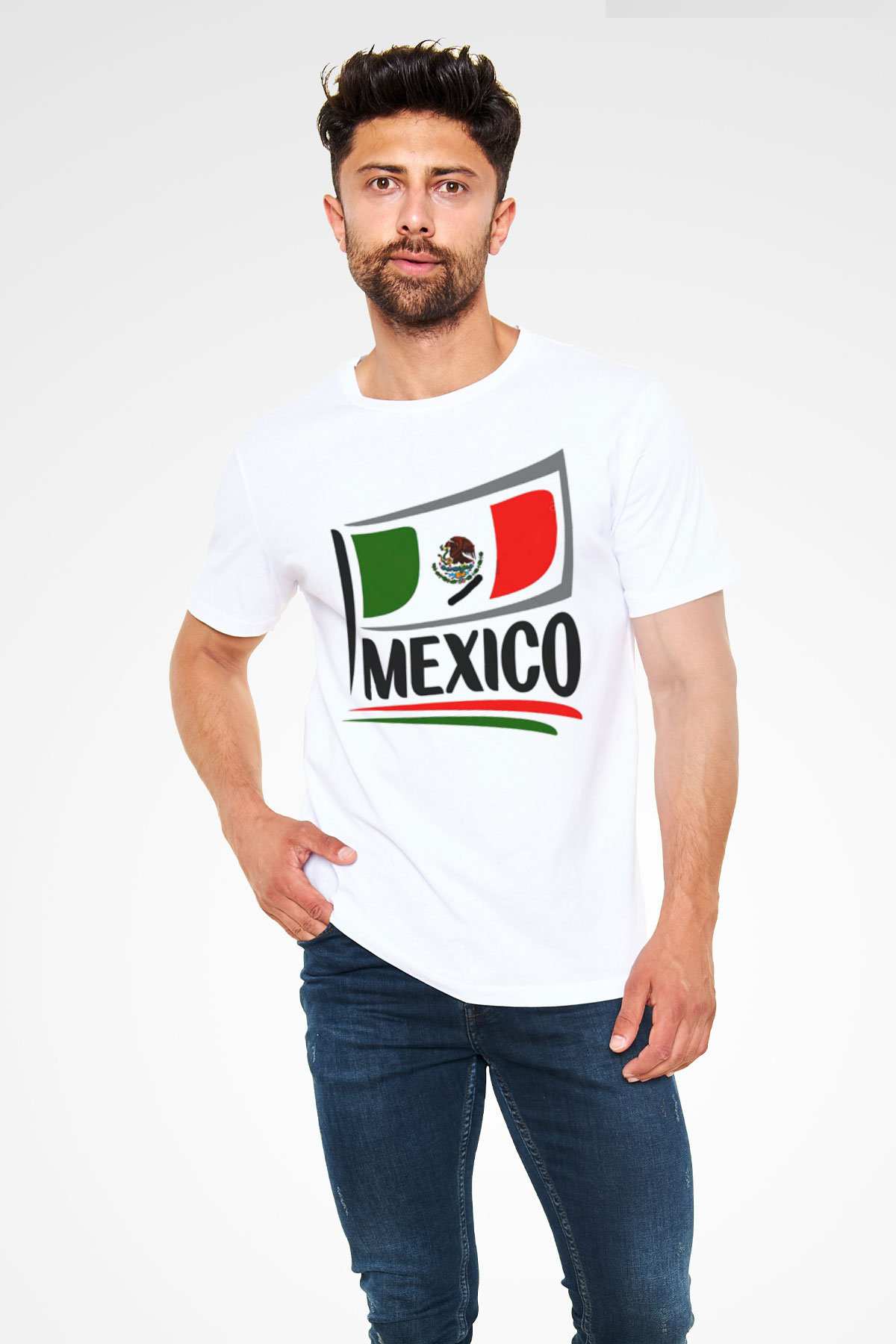 Meksika Beyaz Unisex Tişört T-Shirt - TişörtFabrikası