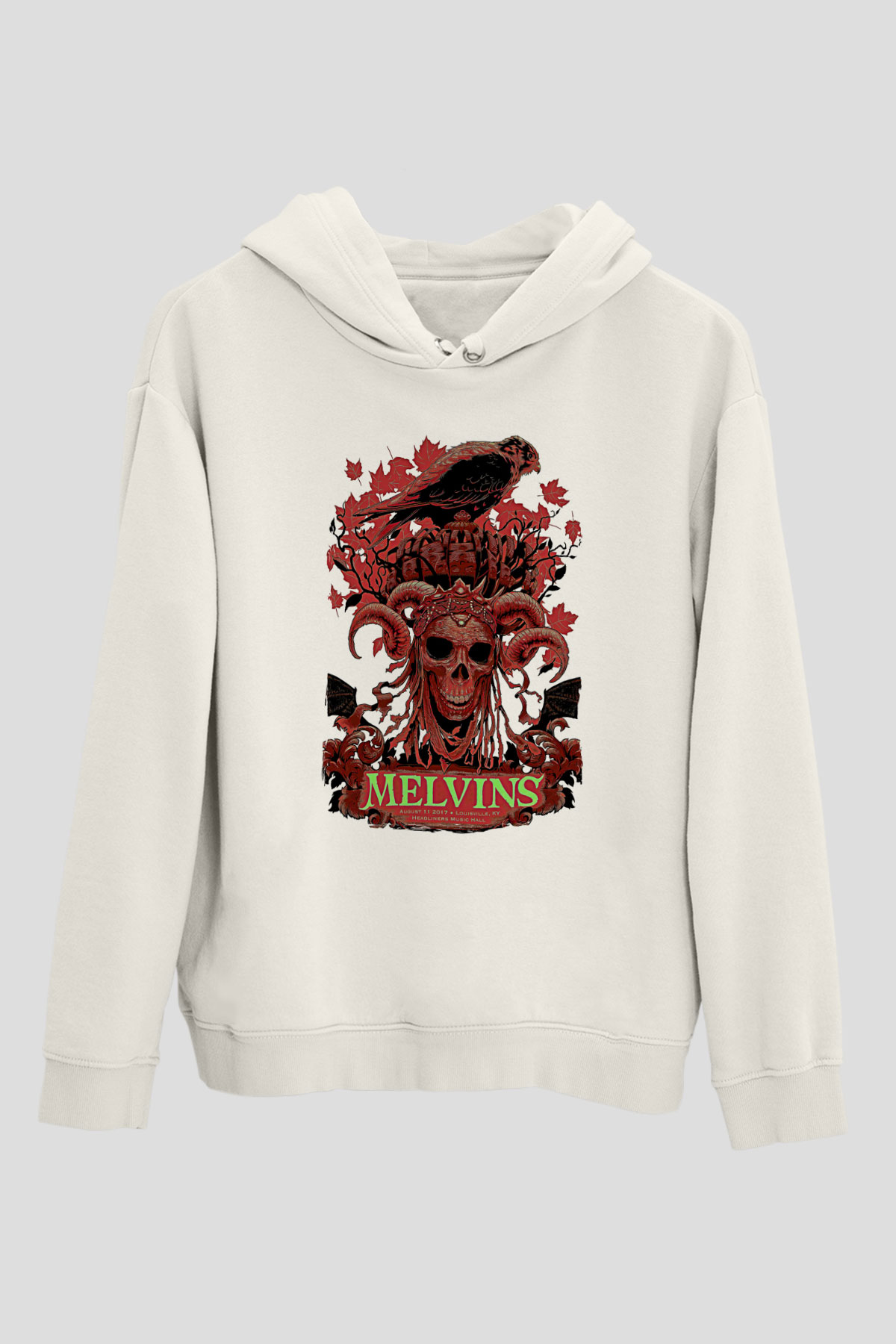 Melvins Baskılı Beyaz Unisex Kapüşonlu Sweatshirt
