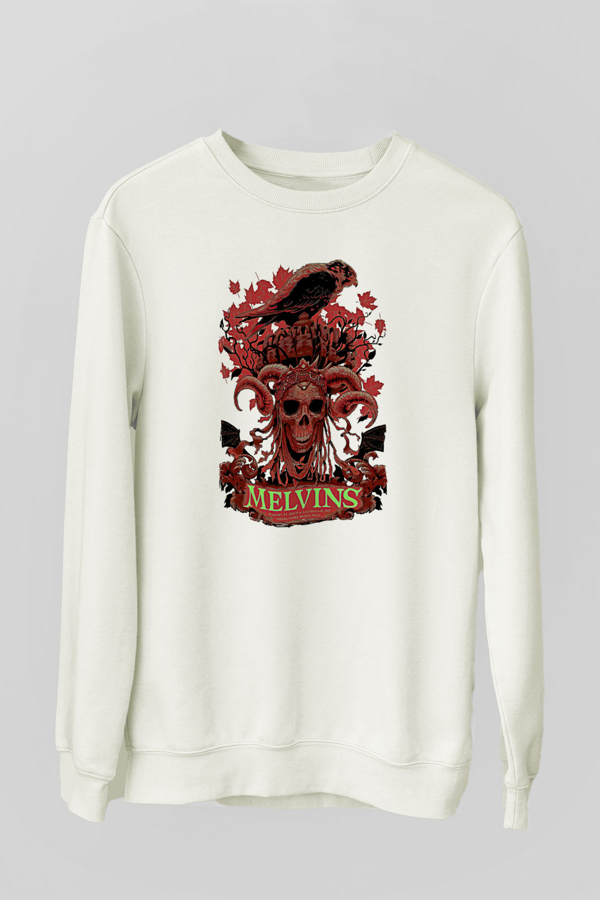 Melvins Baskılı Beyaz Unisex Sweatshirt