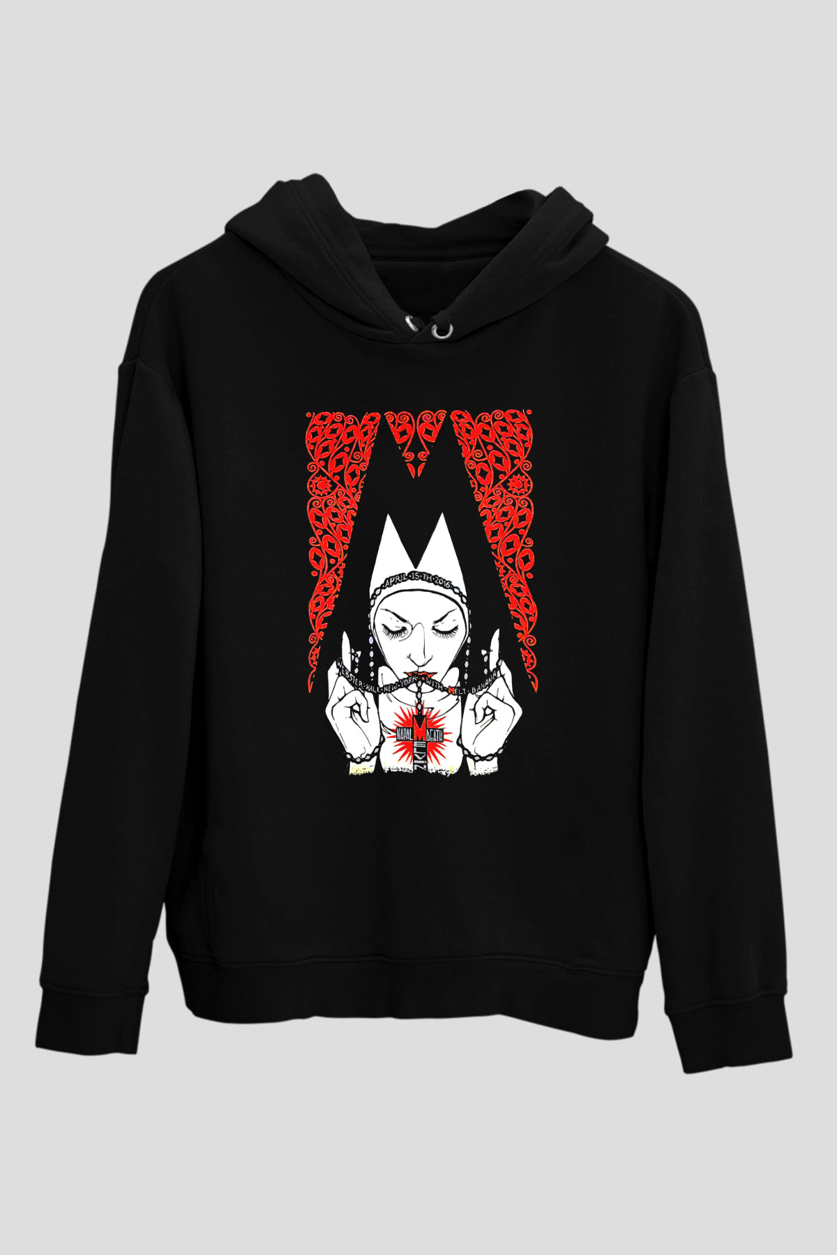 Melvins Baskılı Unisex Siyah Kapüşonlu Sweatshirt