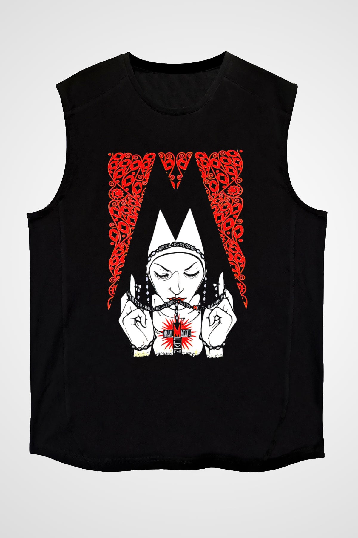 Melvins Baskılı Unisex Siyah Kolsuz Tişört - Tshirt