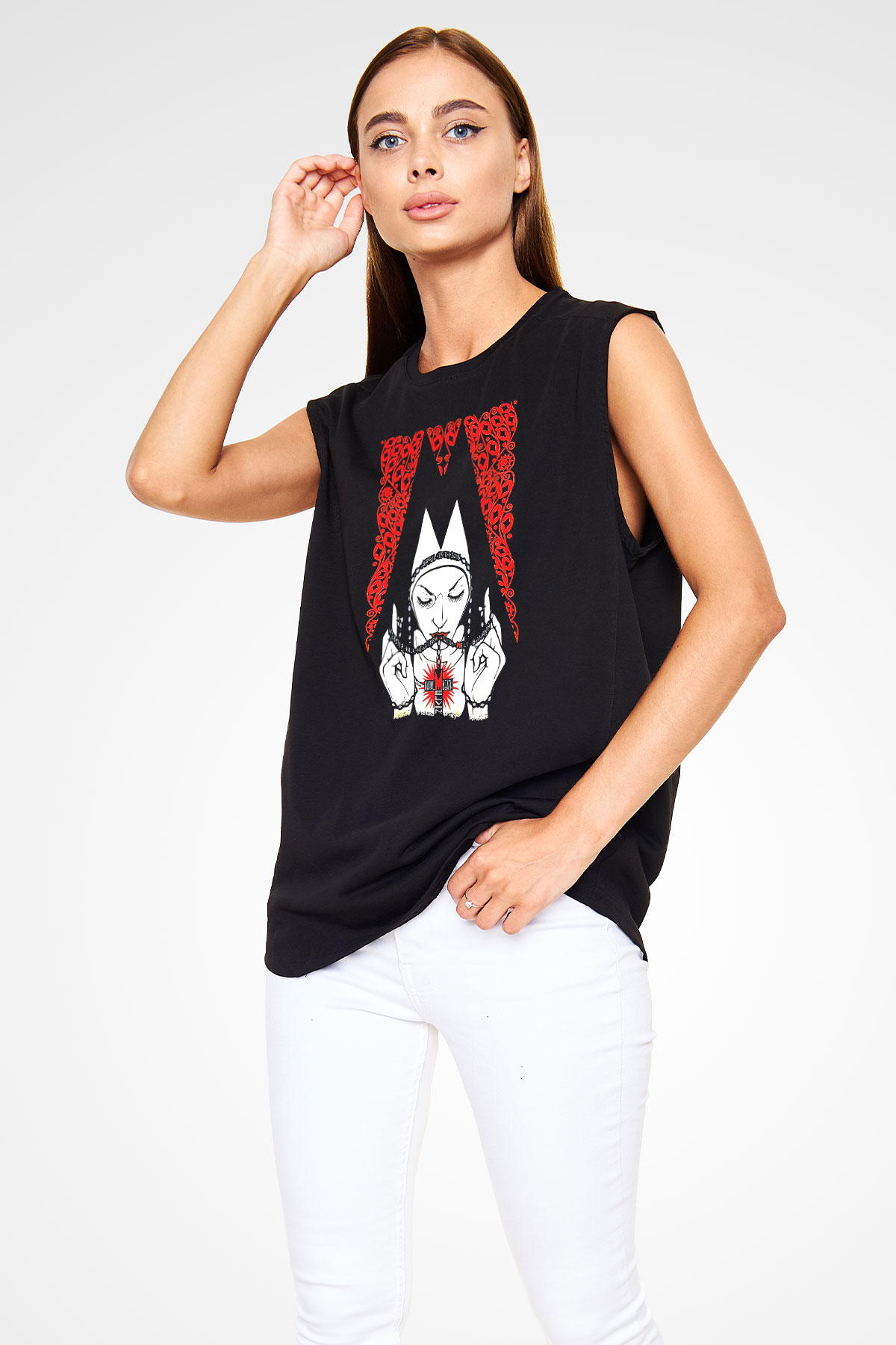 Melvins Baskılı Unisex Siyah Kolsuz Tişört - Tshirt