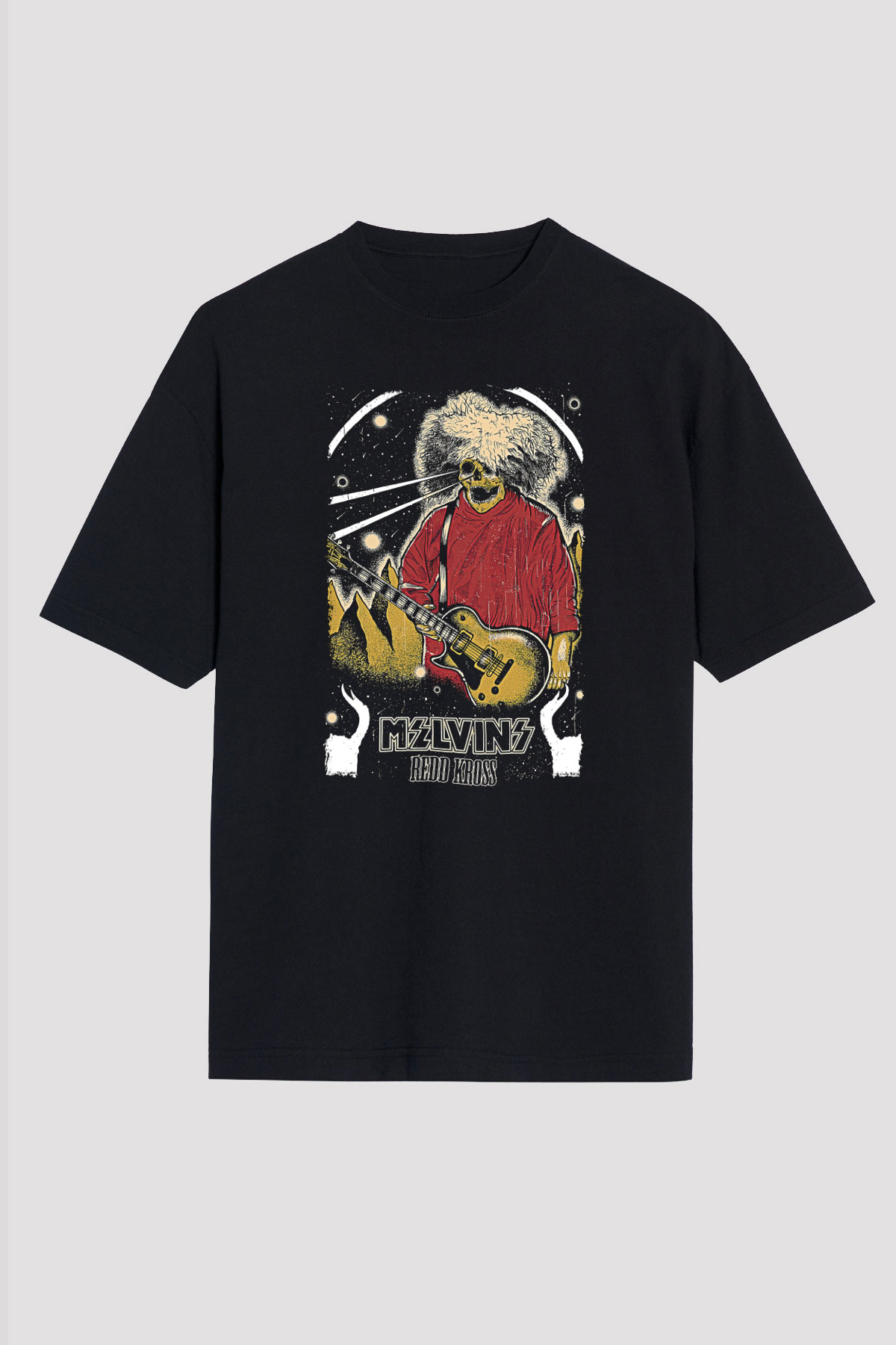Melvins Baskılı Unisex Siyah Oversize Tişört - Tshirt