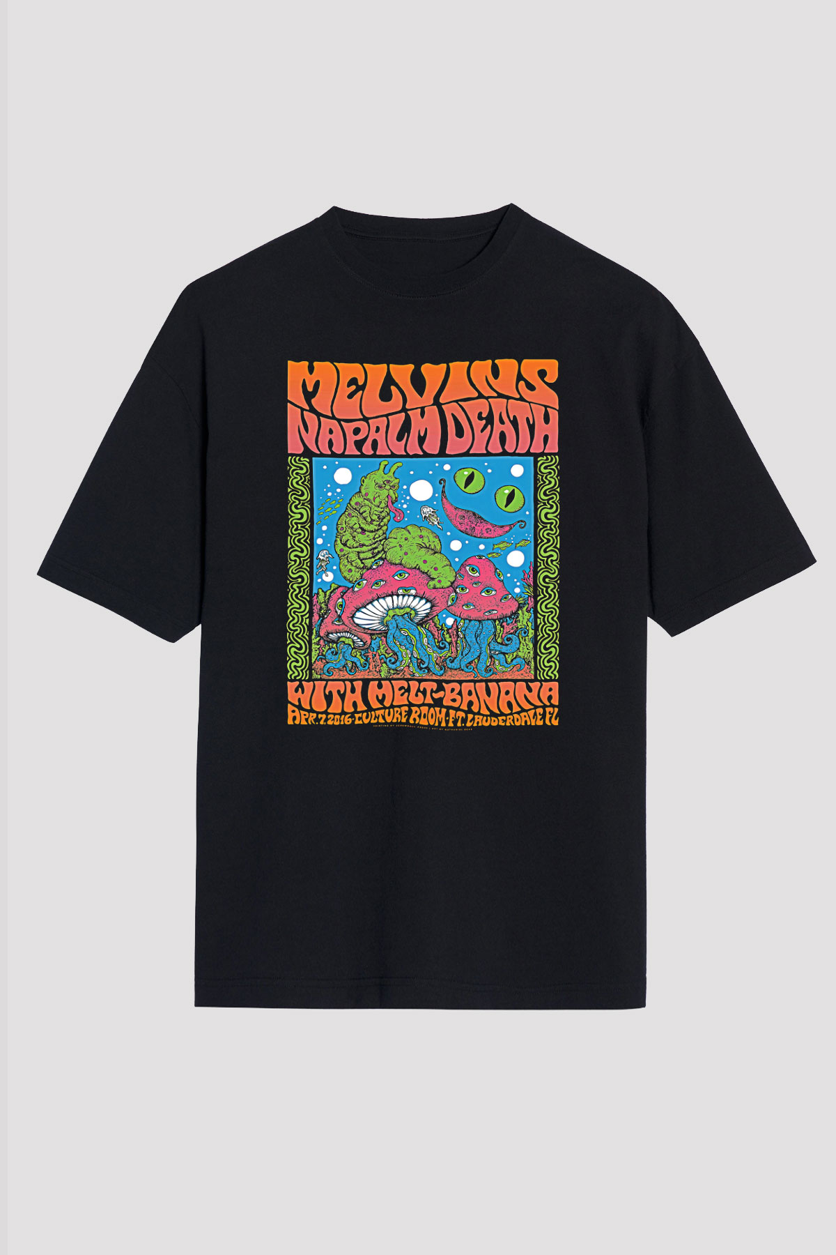 Melvins Baskılı Unisex Siyah Oversize Tişört - Tshirt