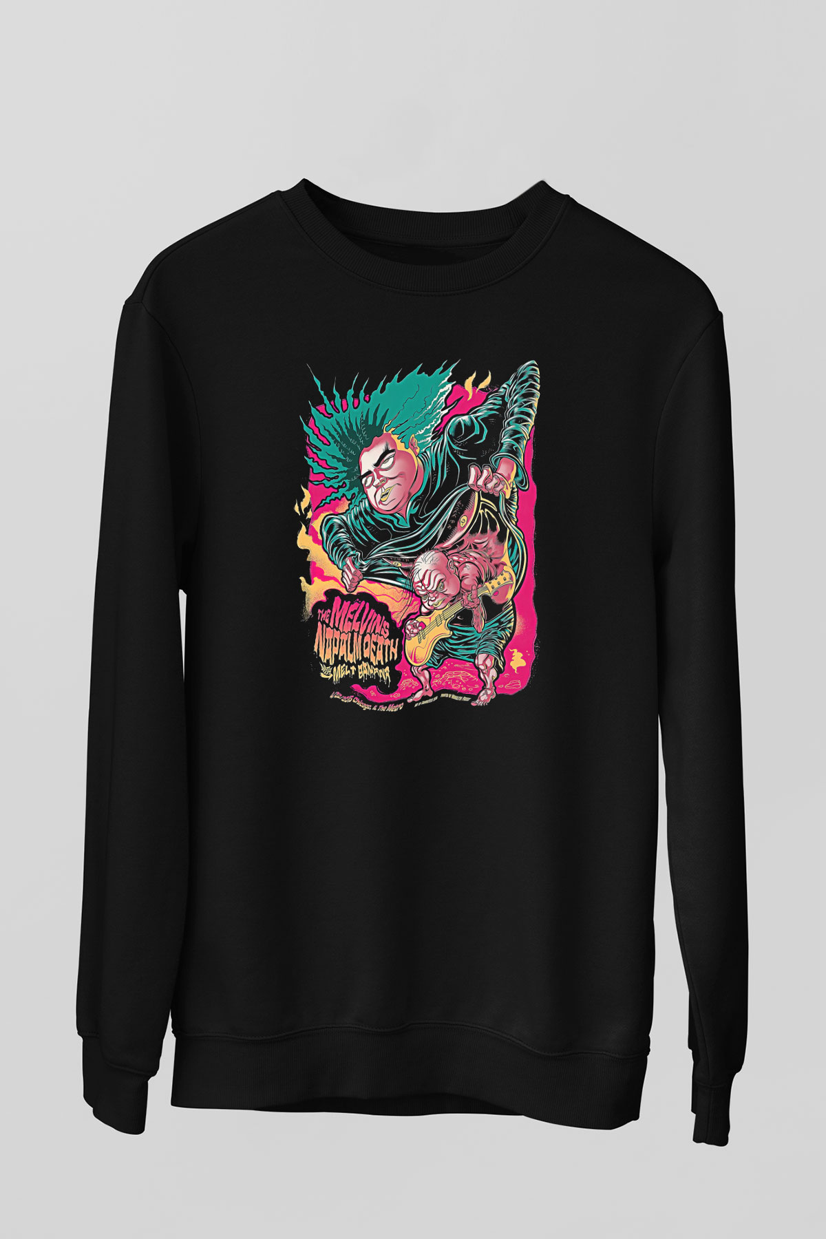 Melvins Baskılı Unisex Siyah Sweatshirt