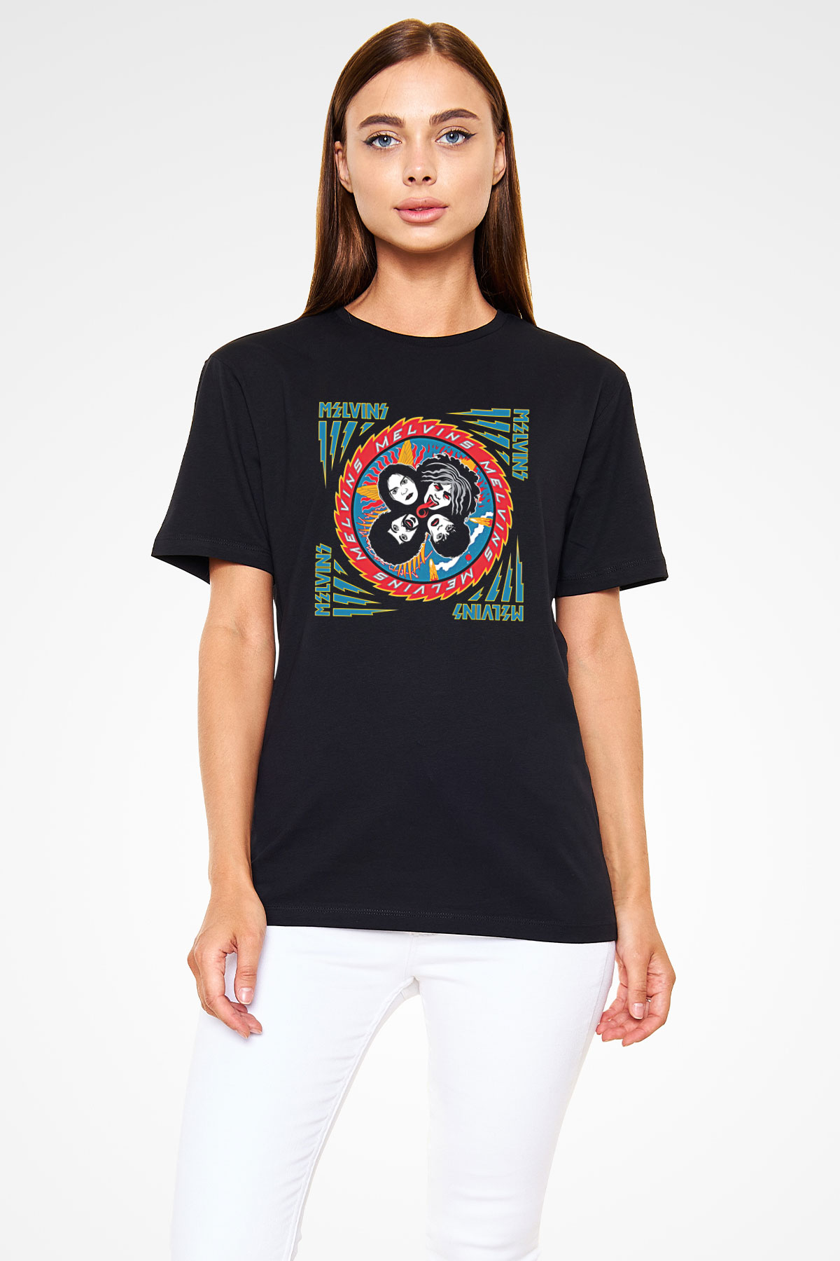 Melvins Baskılı Unisex Siyah Tişört - Tshirt