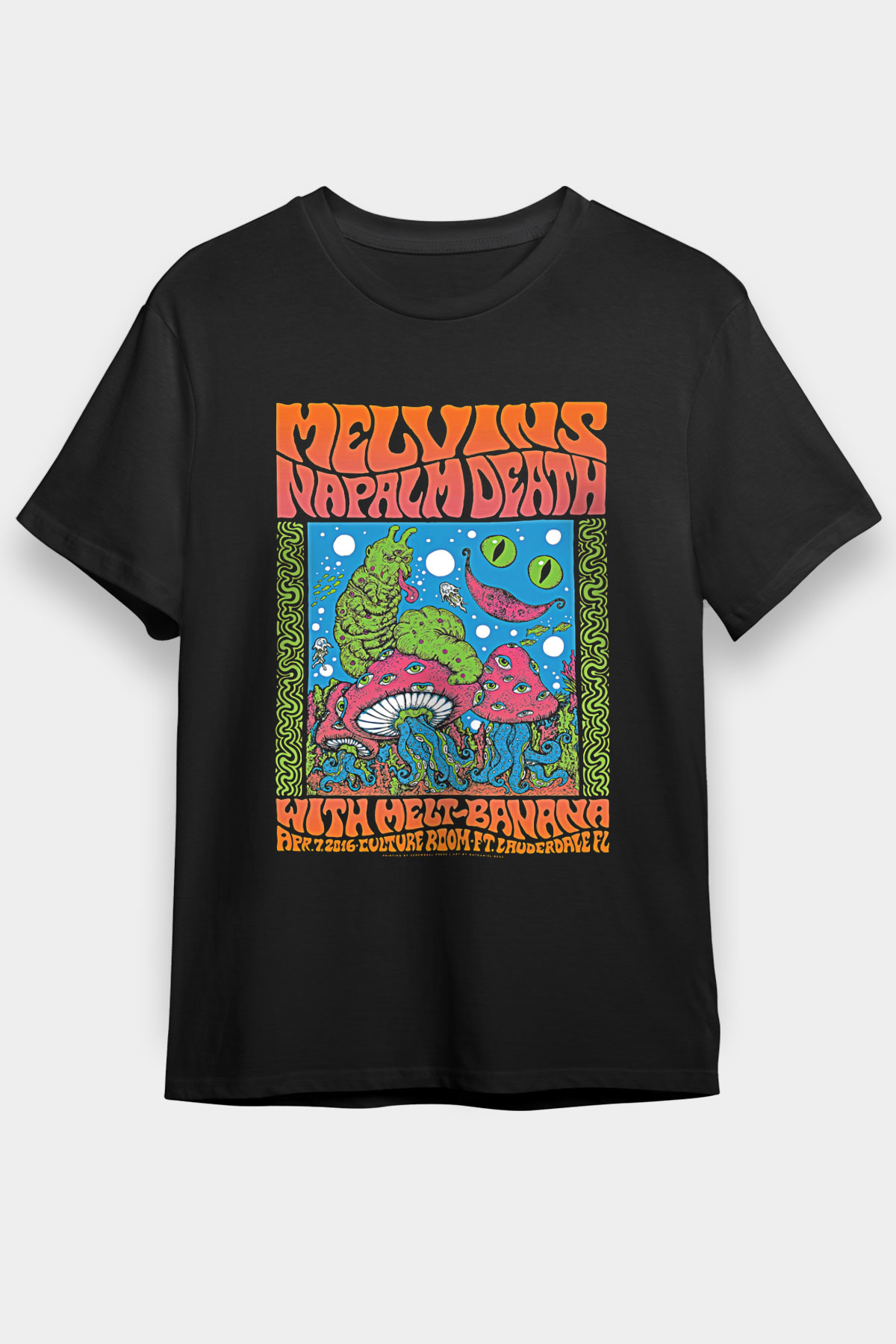 Melvins Baskılı Unisex Siyah Tişört - Tshirt
