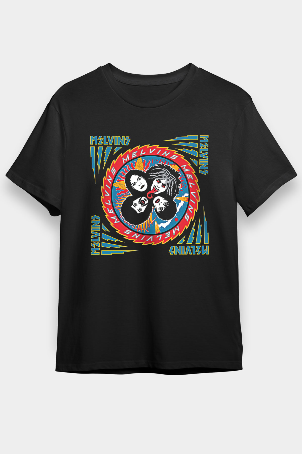 Melvins Baskılı Unisex Siyah Tişört - Tshirt