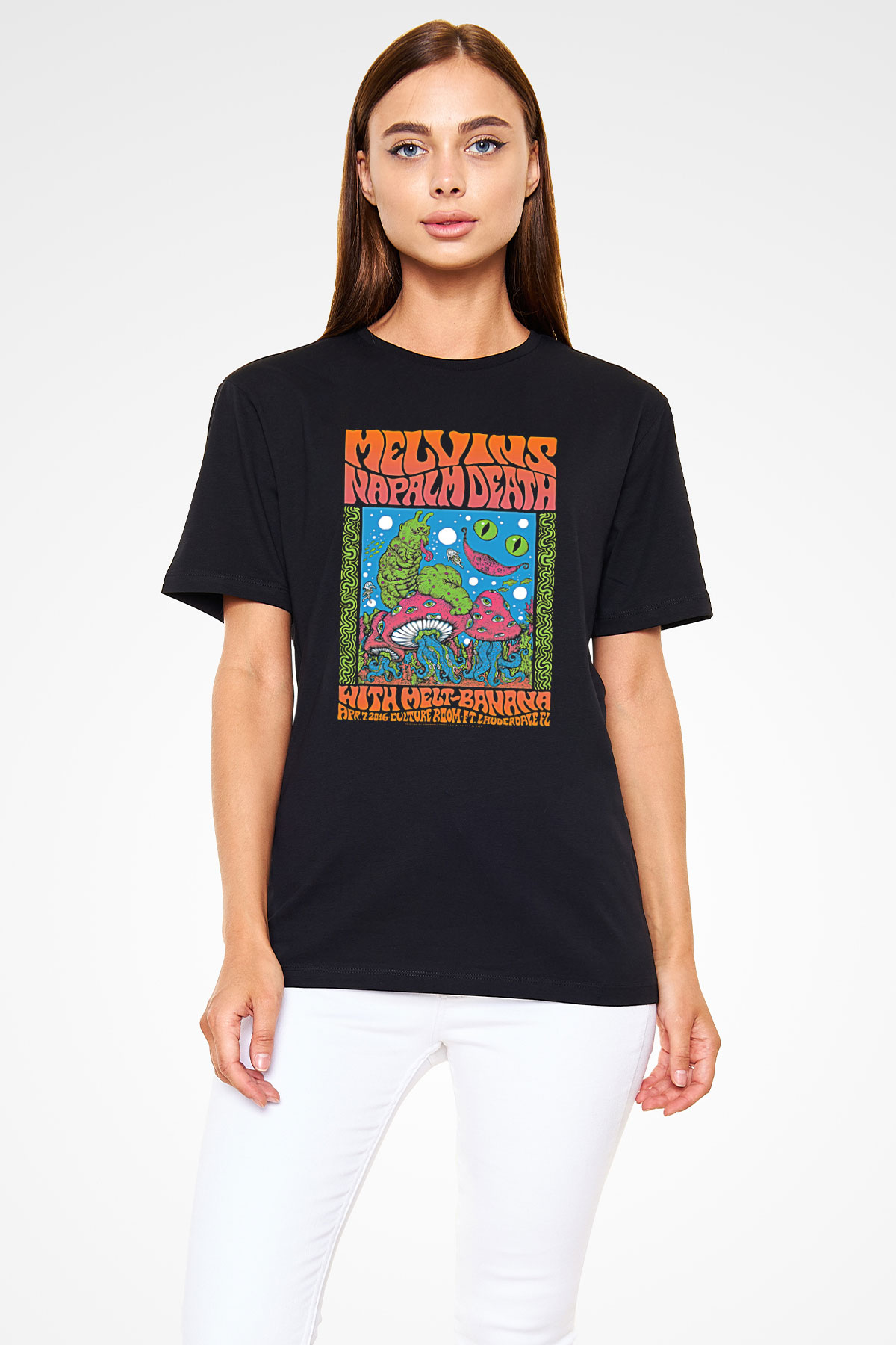 Melvins Baskılı Unisex Siyah Tişört - Tshirt