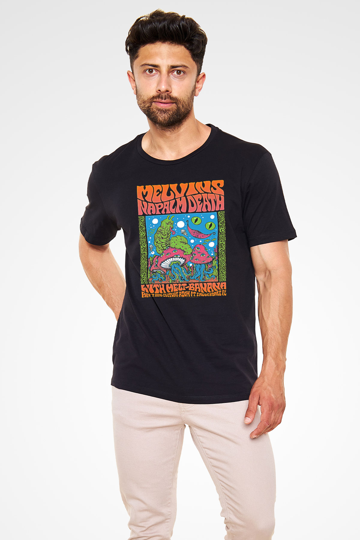 Melvins Baskılı Unisex Siyah Tişört - Tshirt
