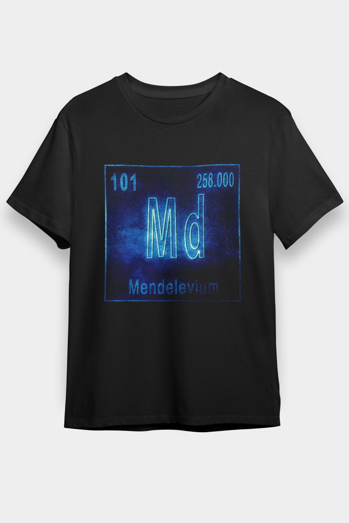 Mendelevyum Atom Numarası Baskılı Unisex Siyah Tişört