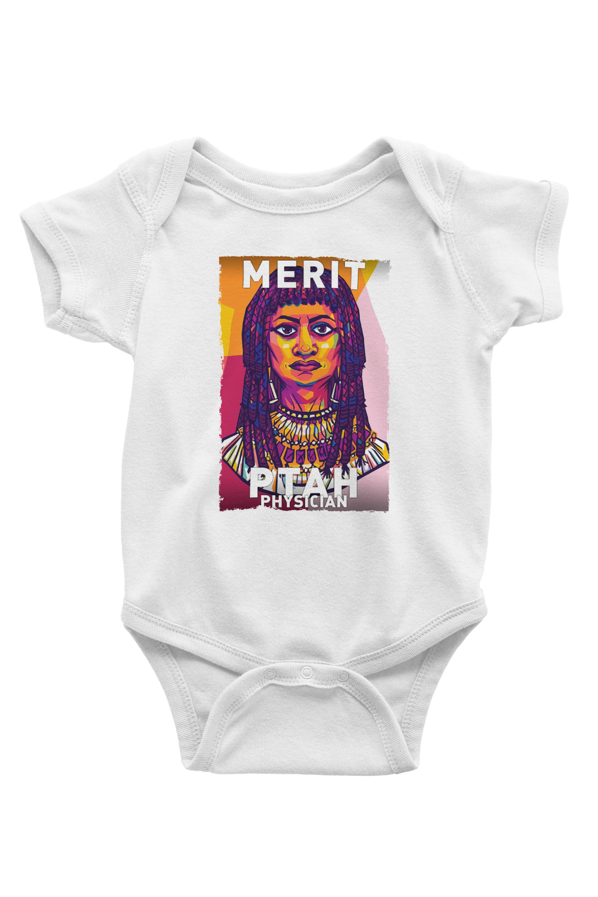 Merit Ptah Baskılı Beyaz Bebek Body - Zıbın