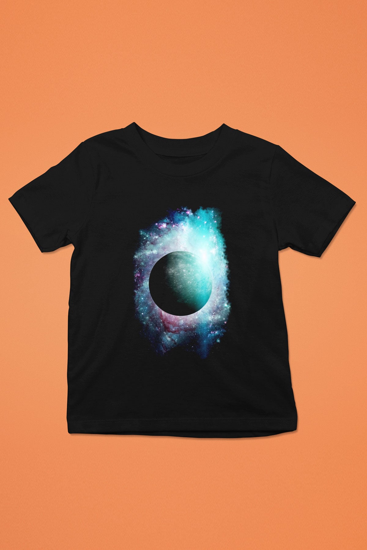 Merkür Baskılı Siyah Unisex Çocuk Tişört