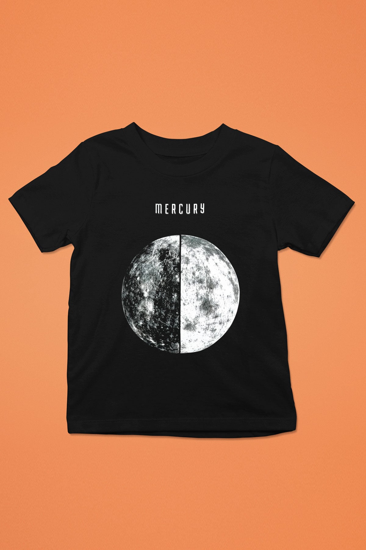 Merkür Baskılı Siyah Unisex Çocuk Tişört