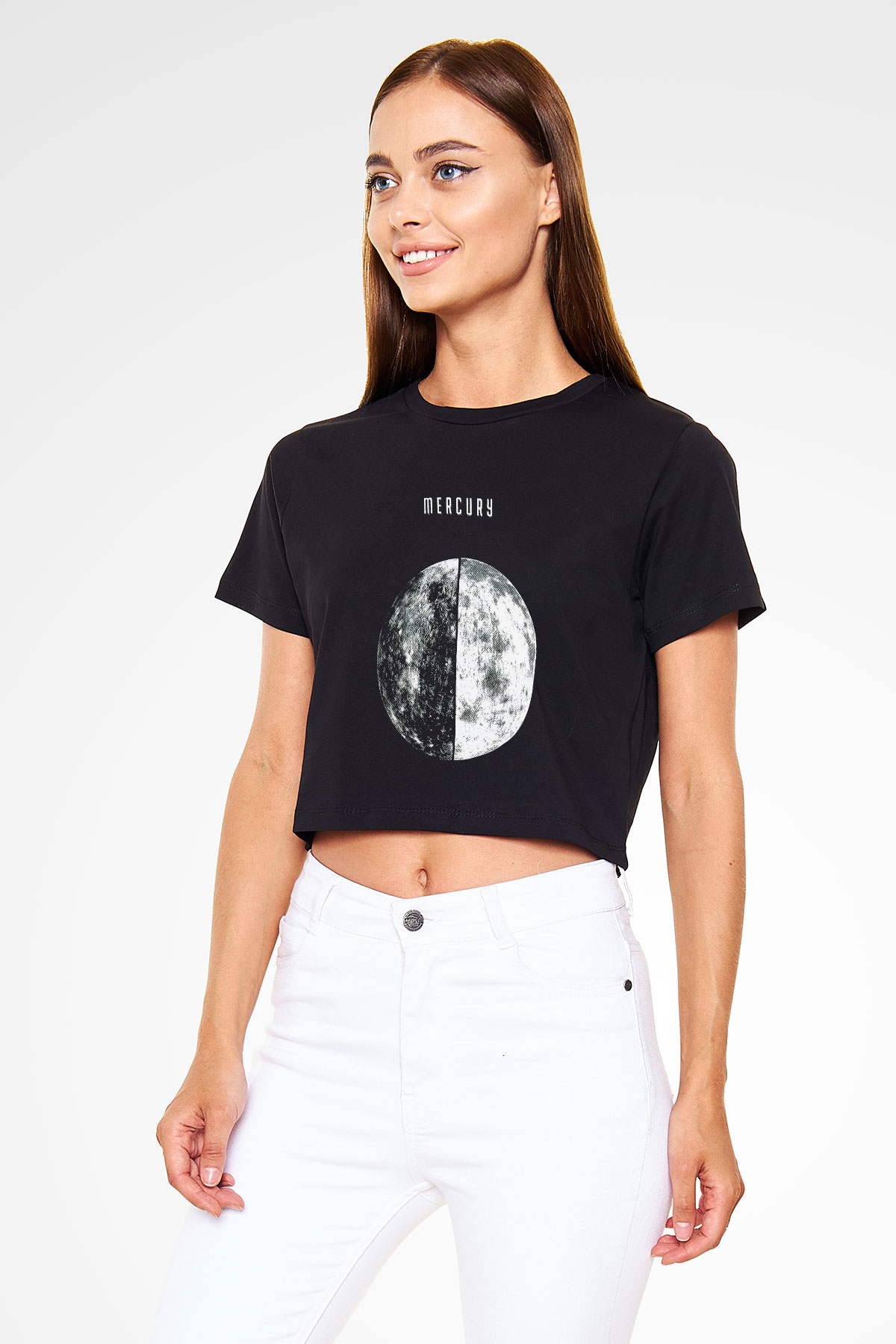 Merkür Siyah Crop Top Tişört