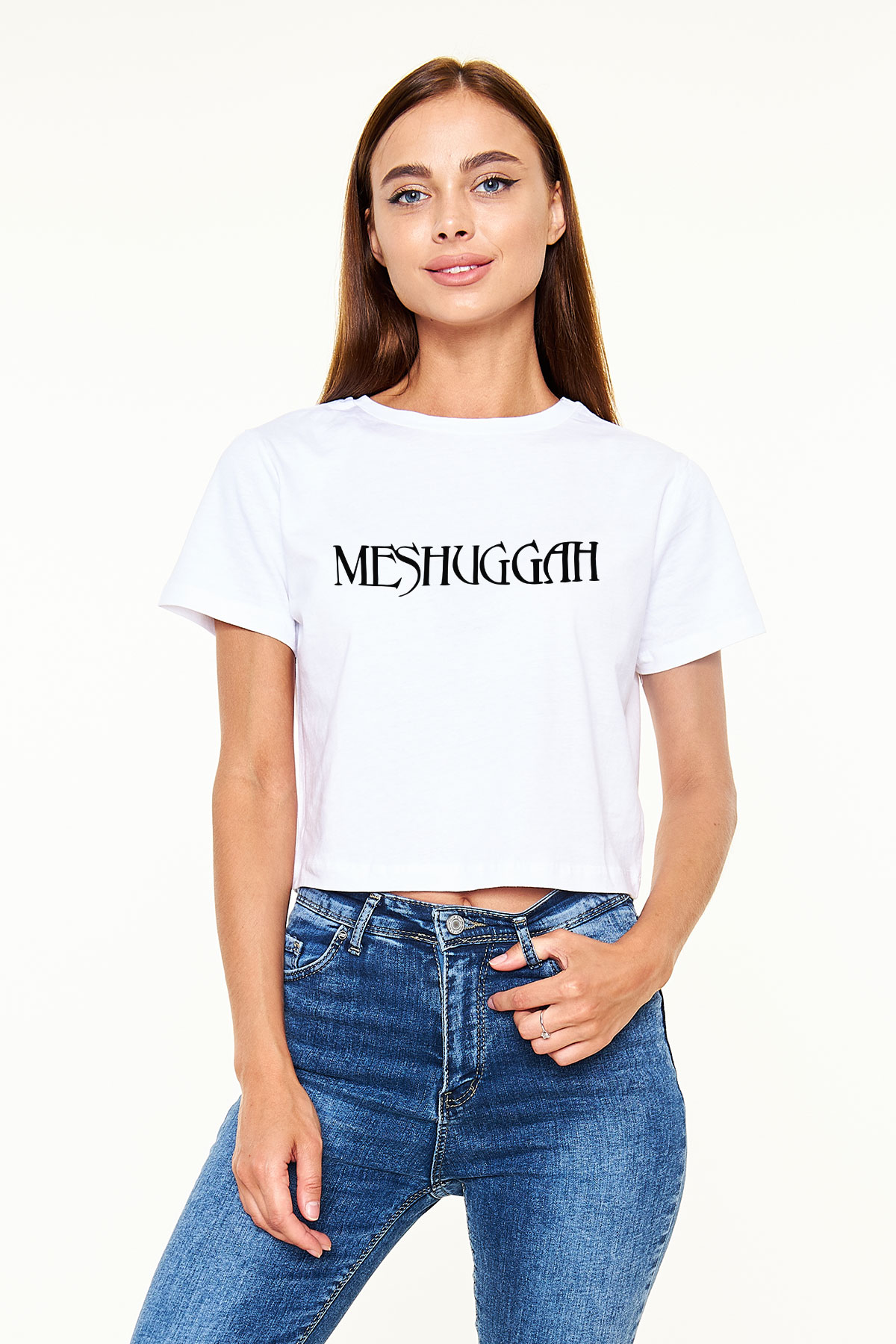 Meshuggah Beyaz Croptop Tişört