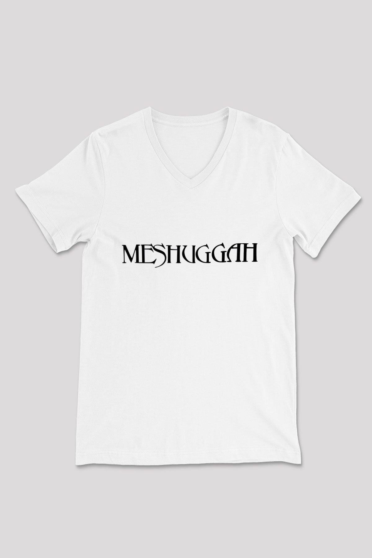 Meshuggah Beyaz Unisex V Yaka Tişört T-Shirt
