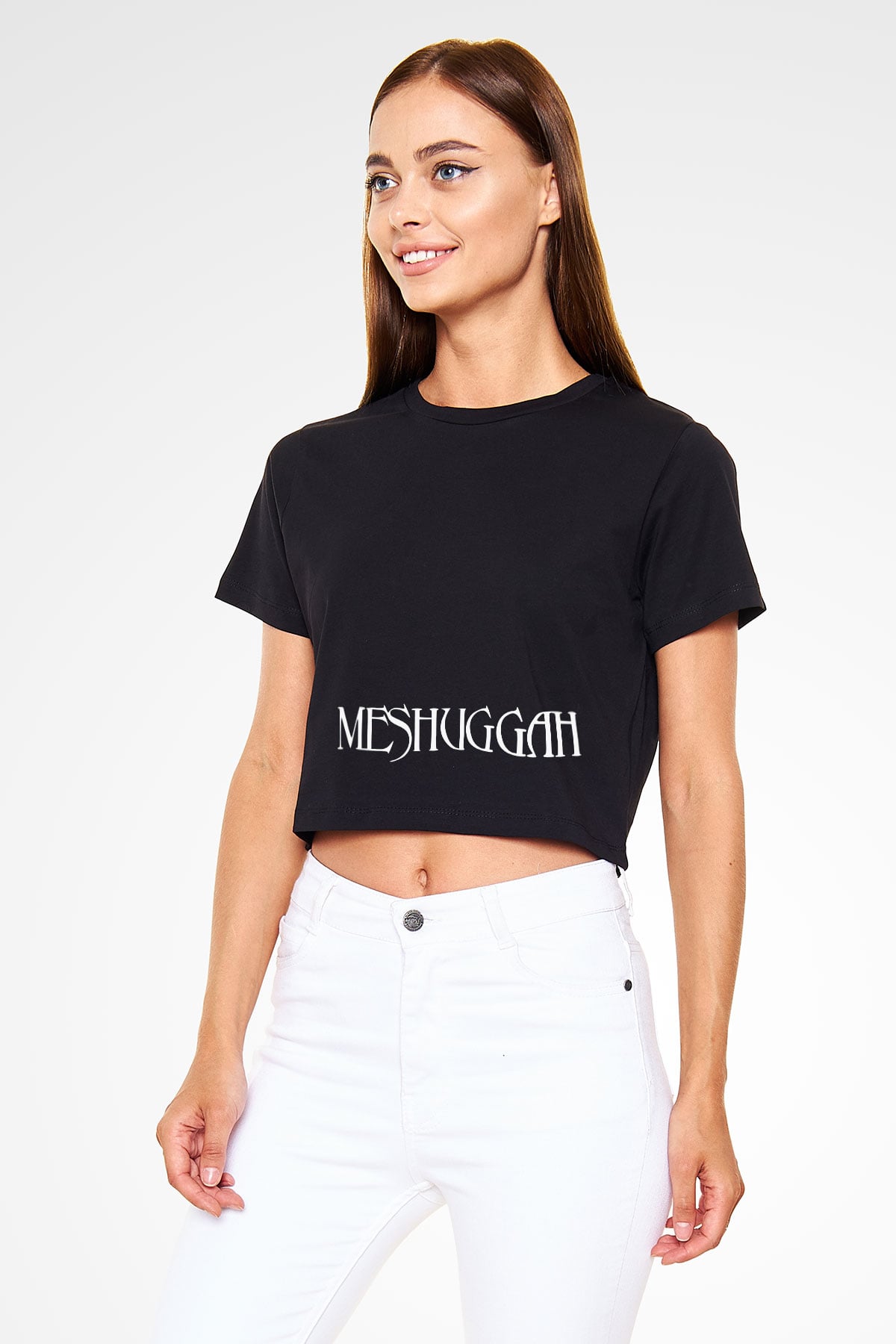 Meshuggah Siyah Crop Top Tişört