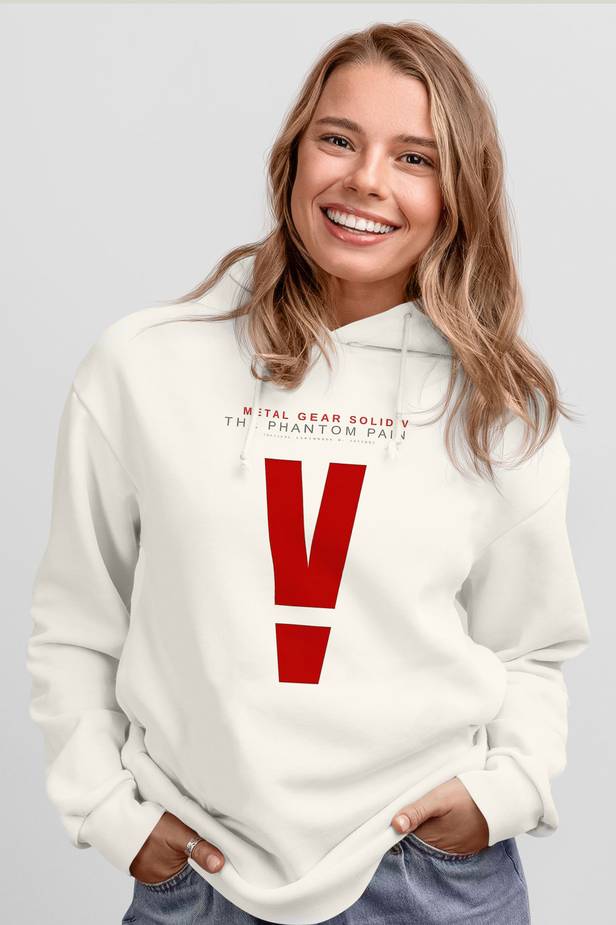 Metal Gear Solid Beyaz Unisex Kapşonlu Sweatshirt