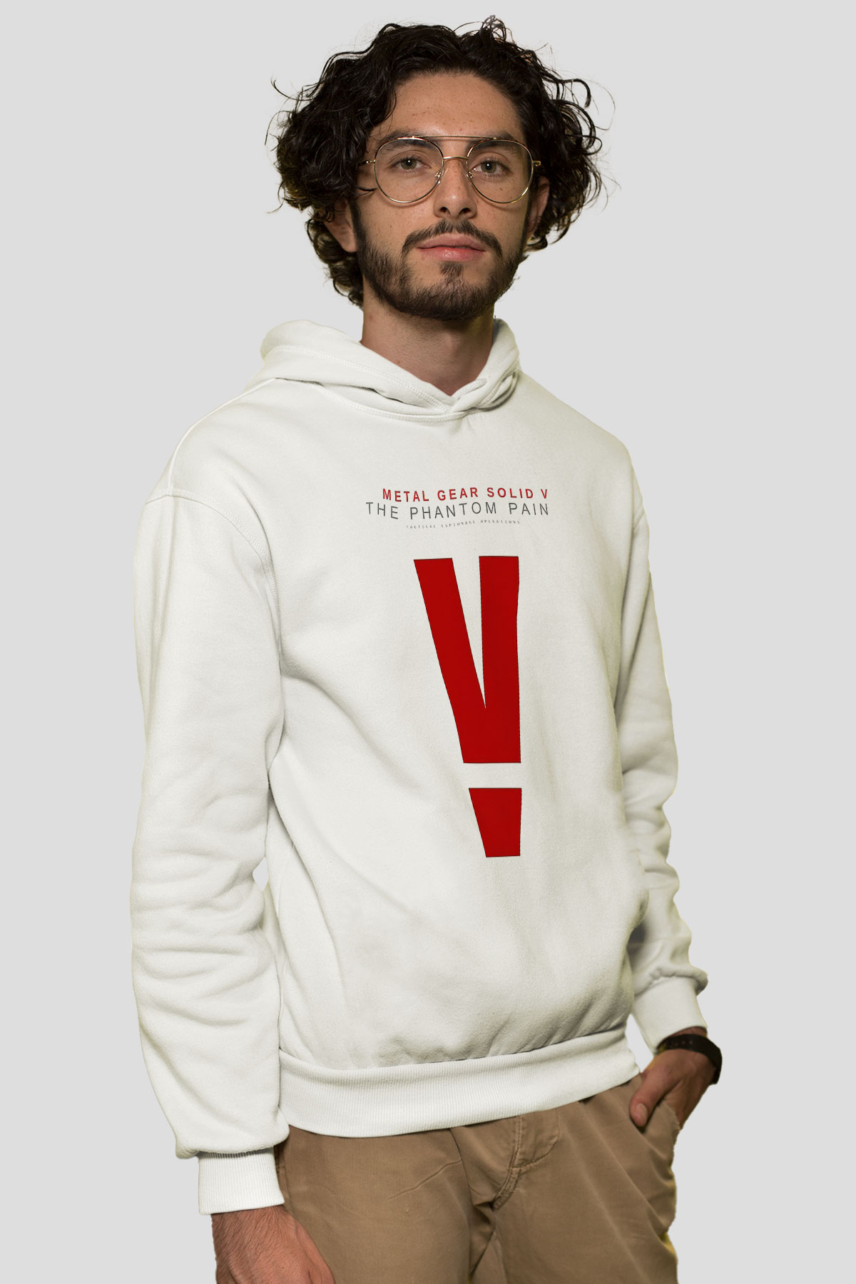Metal Gear Solid Beyaz Unisex Kapşonlu Sweatshirt