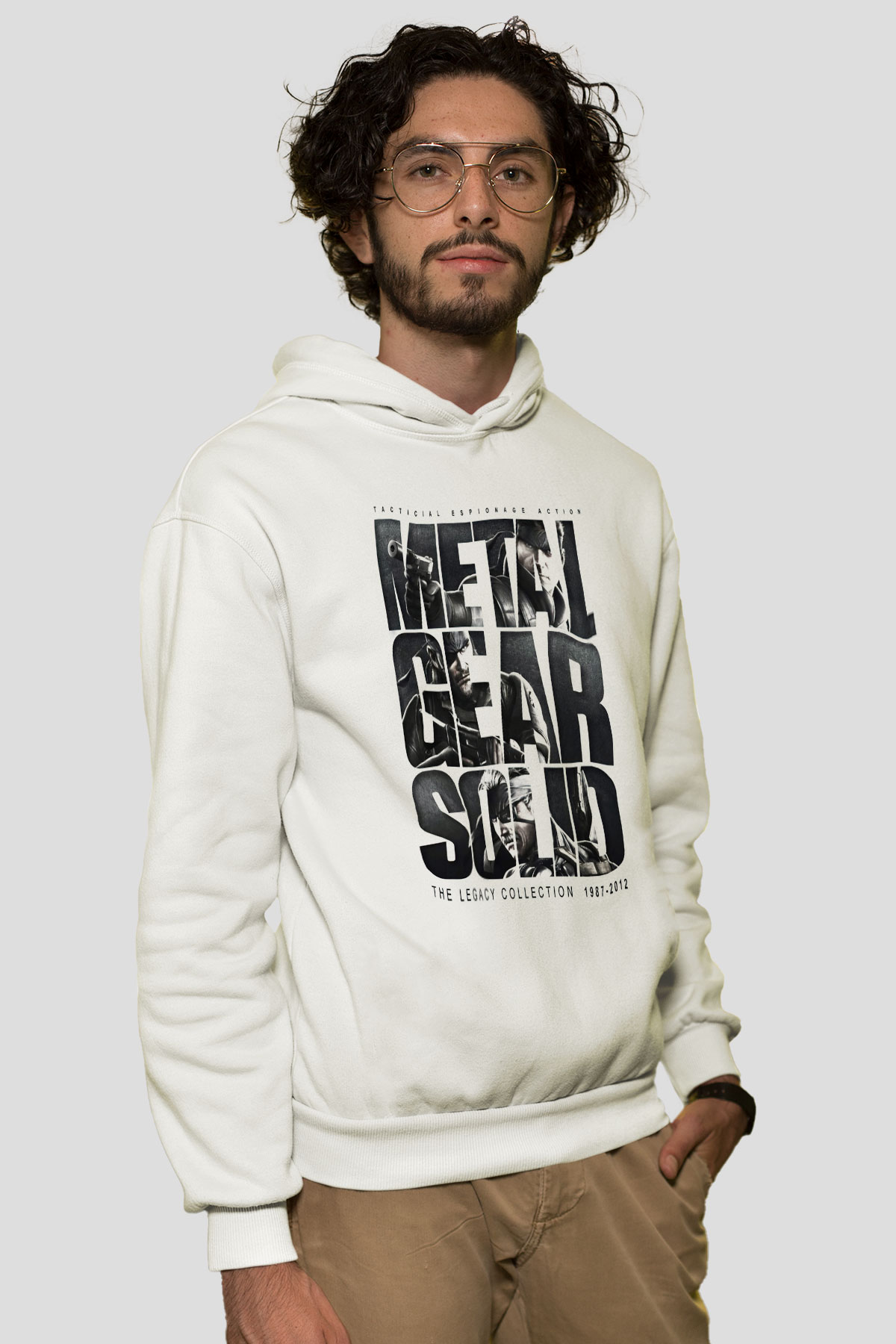 Metal Gear Solid Beyaz Unisex Kapşonlu Sweatshirt