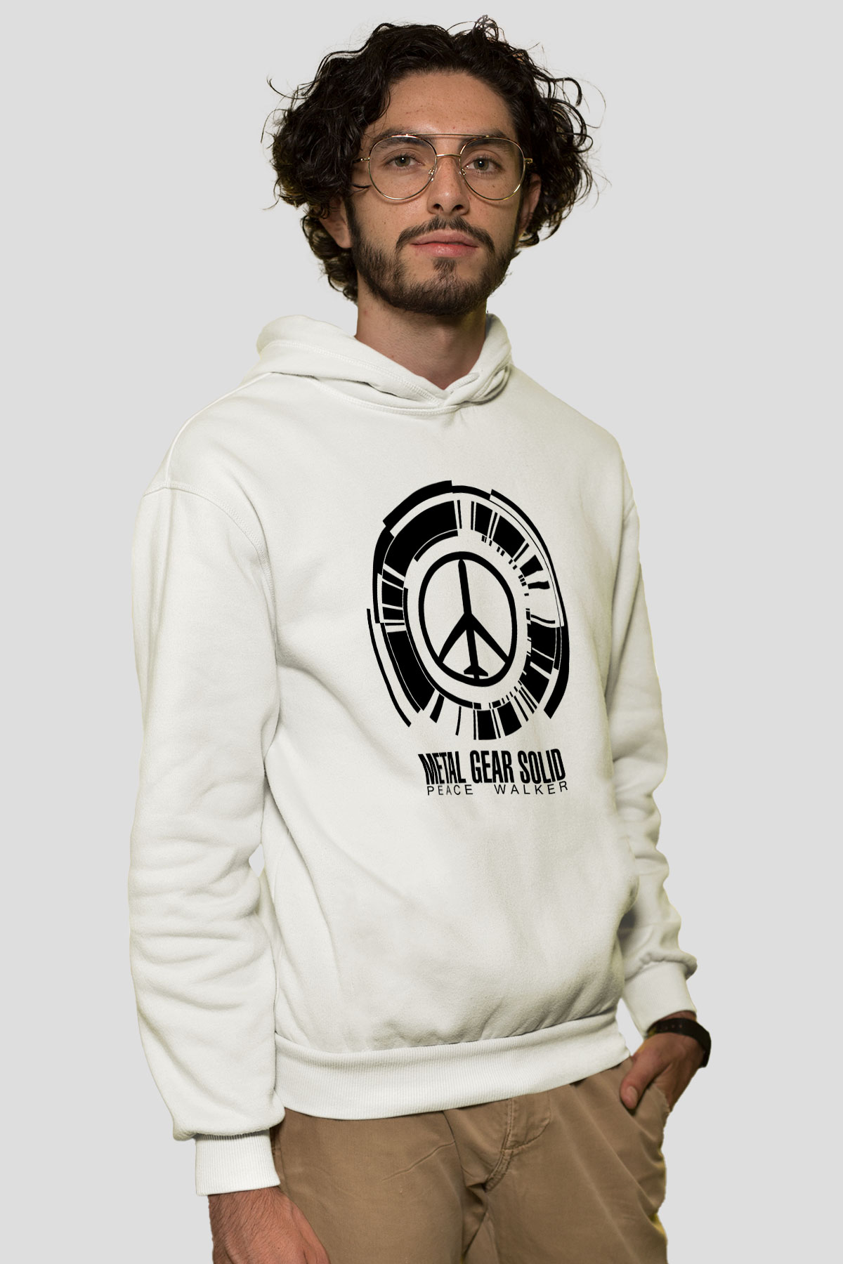 Metal Gear Solid Beyaz Unisex Kapşonlu Sweatshirt