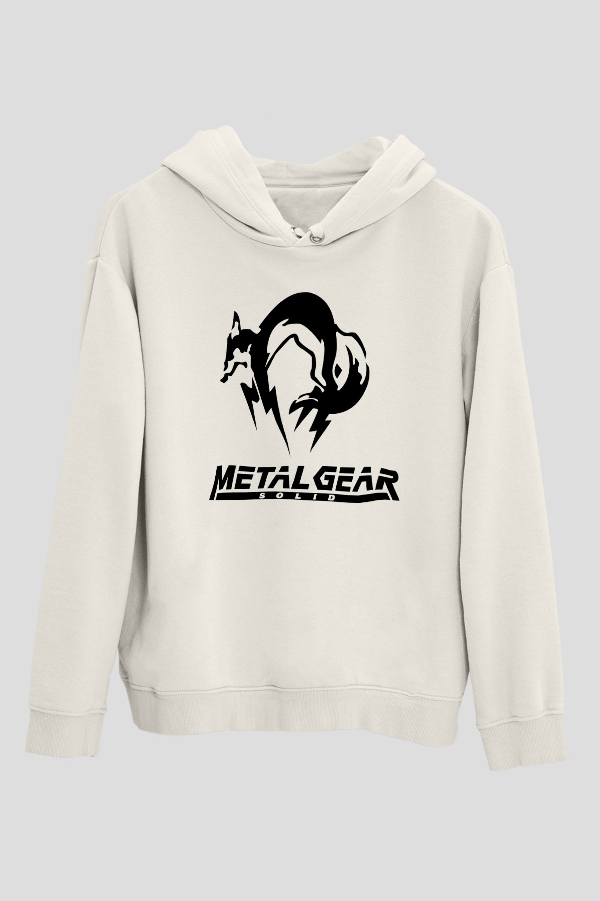 Metal Gear Solid Beyaz Unisex Kapşonlu Sweatshirt