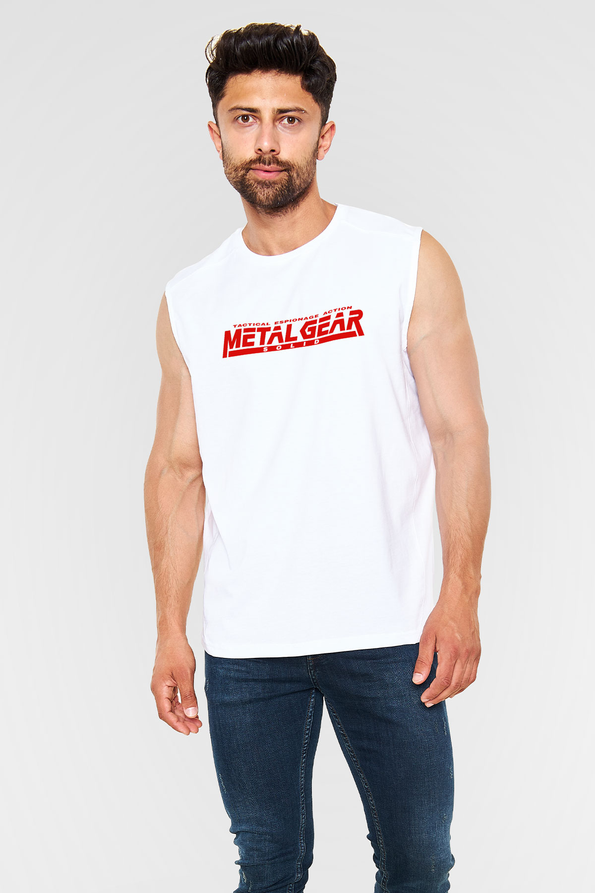 Metal Gear Solid Beyaz Unisex Kolsuz Tişört