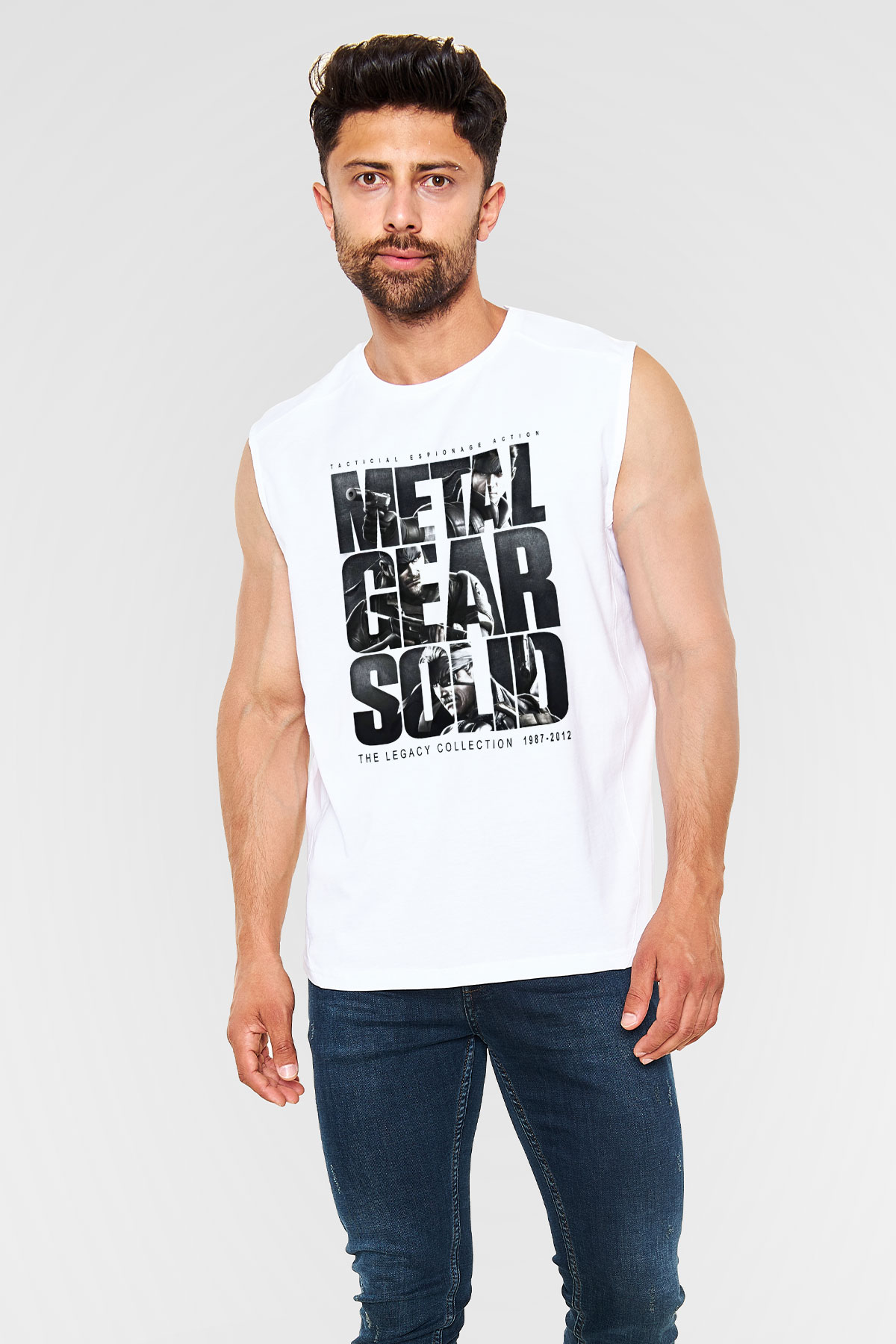Metal Gear Solid Beyaz Unisex Kolsuz Tişört