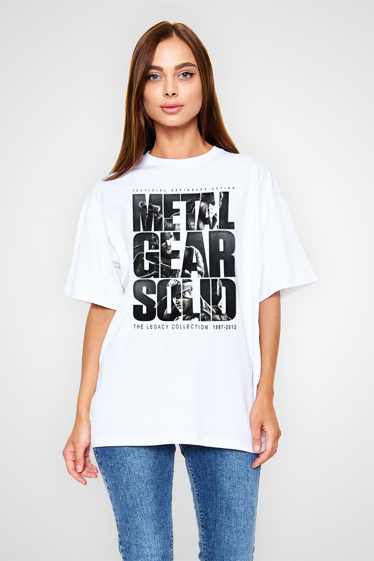 Metal Gear Solid Beyaz Unisex Oversize Tişört T-Shirt