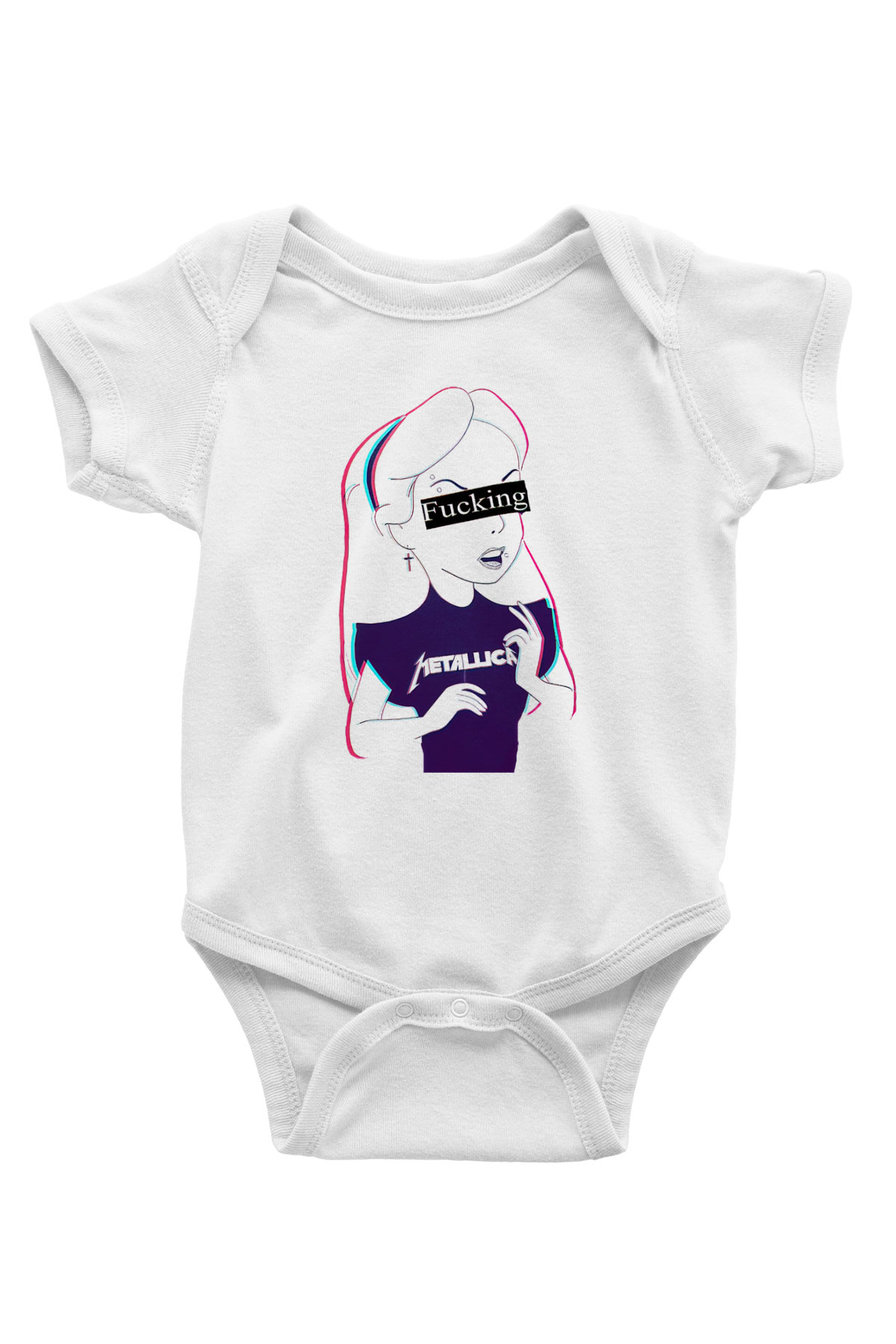 Metallica Baskılı Beyaz Unisex Bebek Body - Zıbın